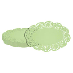 Pastry Tek Oval Green Paper Doilies - Lace - 12 1/2