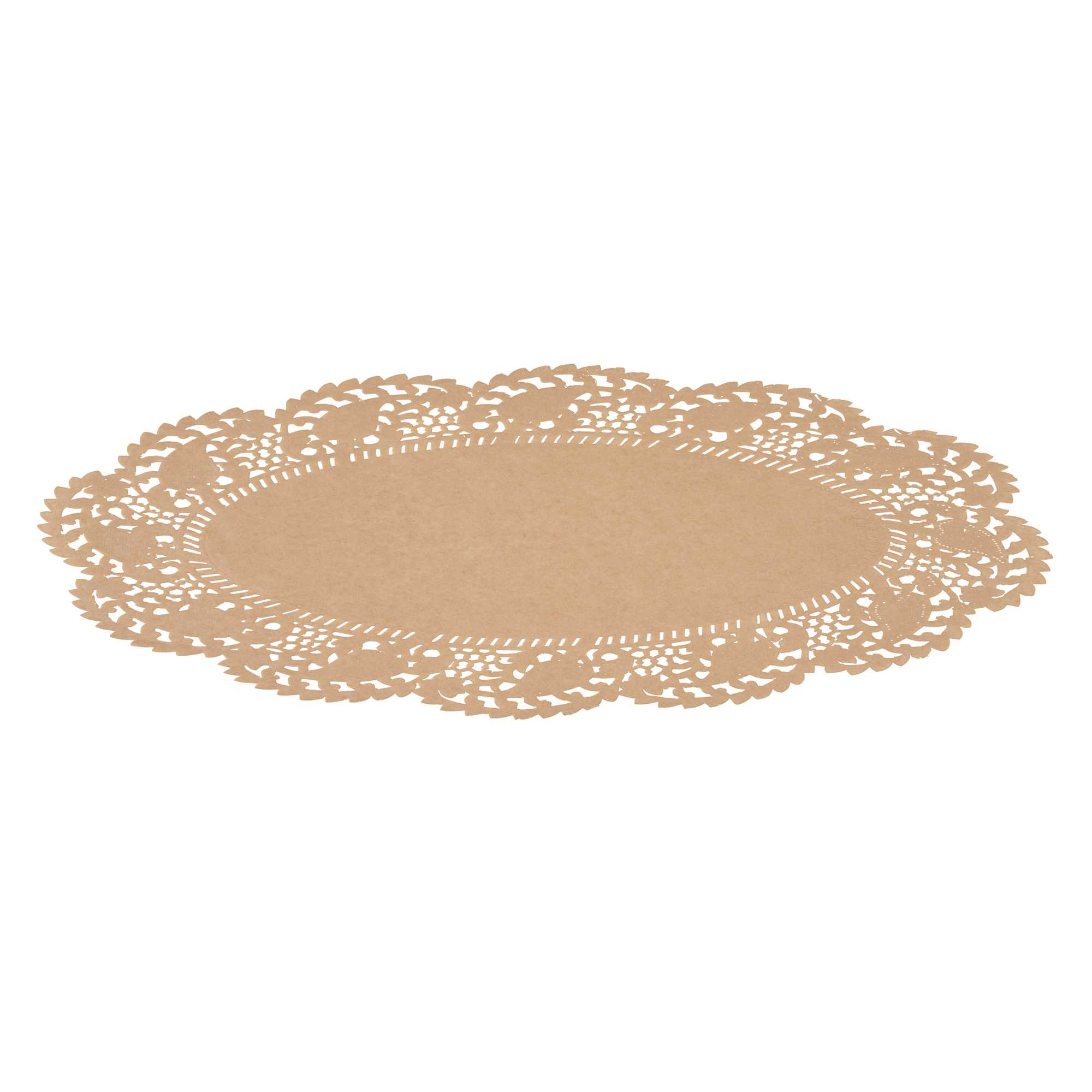 Pastry Tek Oval Kraft Paper Doilies - Lace - 12 1/2" x 8 1/2" - 100 count box
