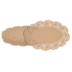 Pastry Tek Oval Kraft Paper Doilies - Lace - 12 1/2