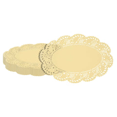 Pastry Tek Oval Yellow Paper Doilies - Lace - 12 1/2