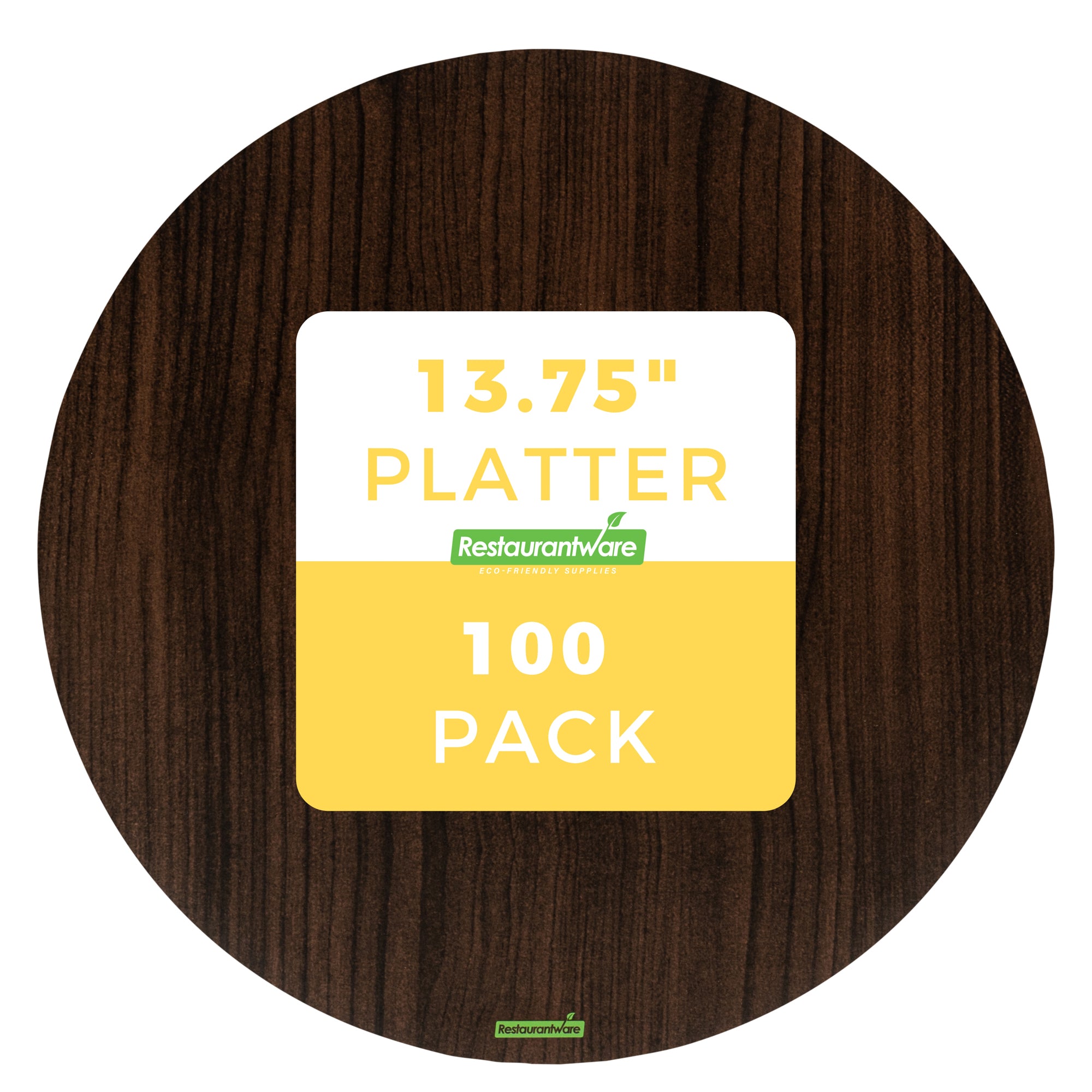 Cater Tek Round Dark Cheese / Charcuterie Board - Faux Wood - 13 3/4" x 13 3/4" - 10 count box