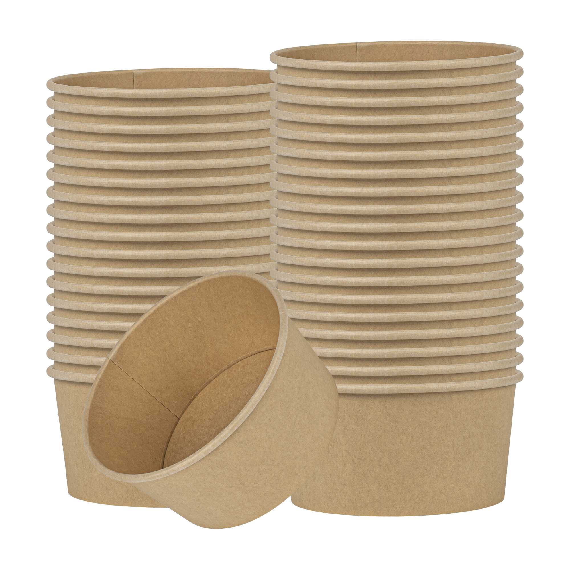 Bio Tek 34 oz Round Kraft Paper Take Out Container - 6" x 6" x 3" - 50 count box