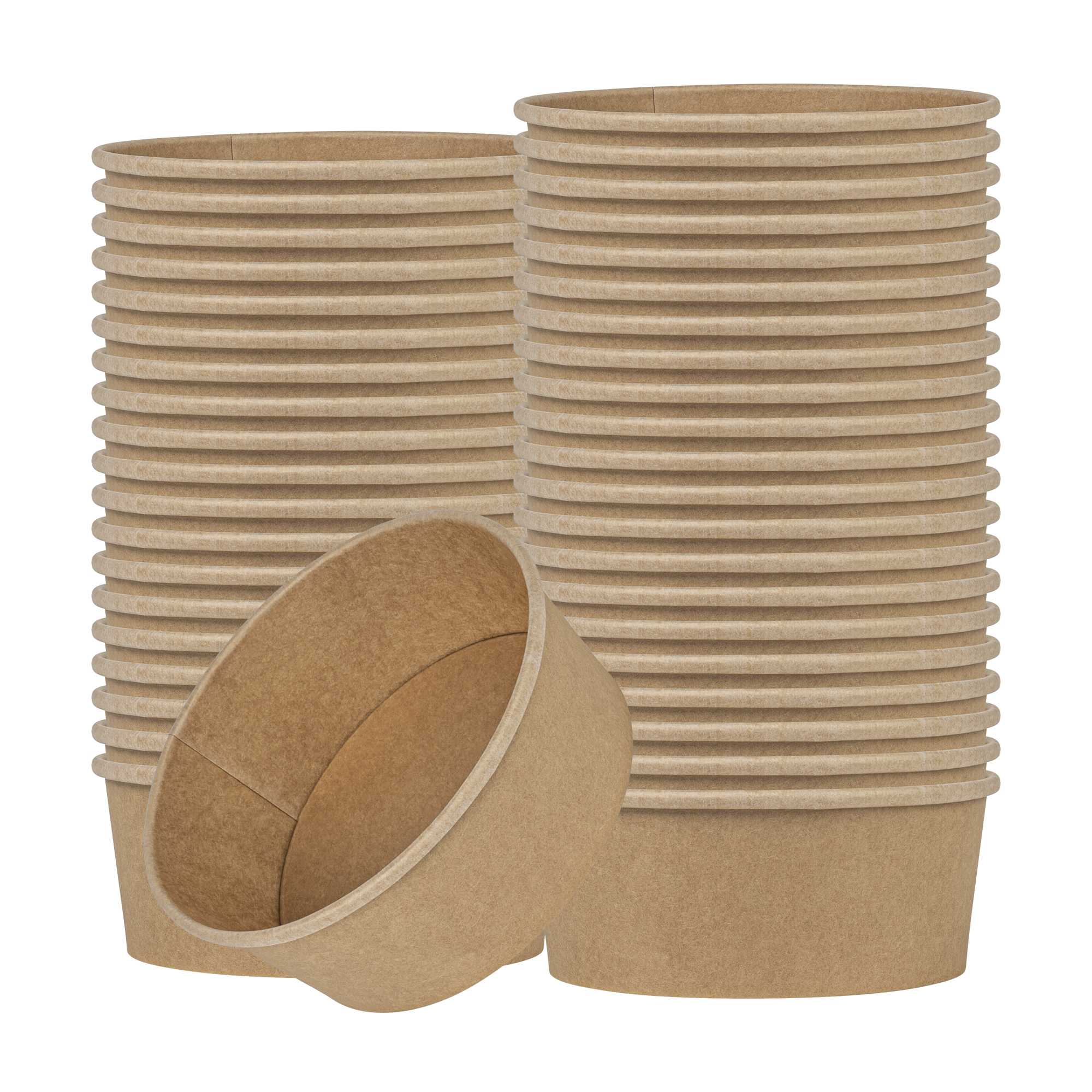 Bio Tek 37 oz Round Kraft Paper Take Out Container - 6 1/2" x 6 1/2" x 2 1/2" - 50 count box