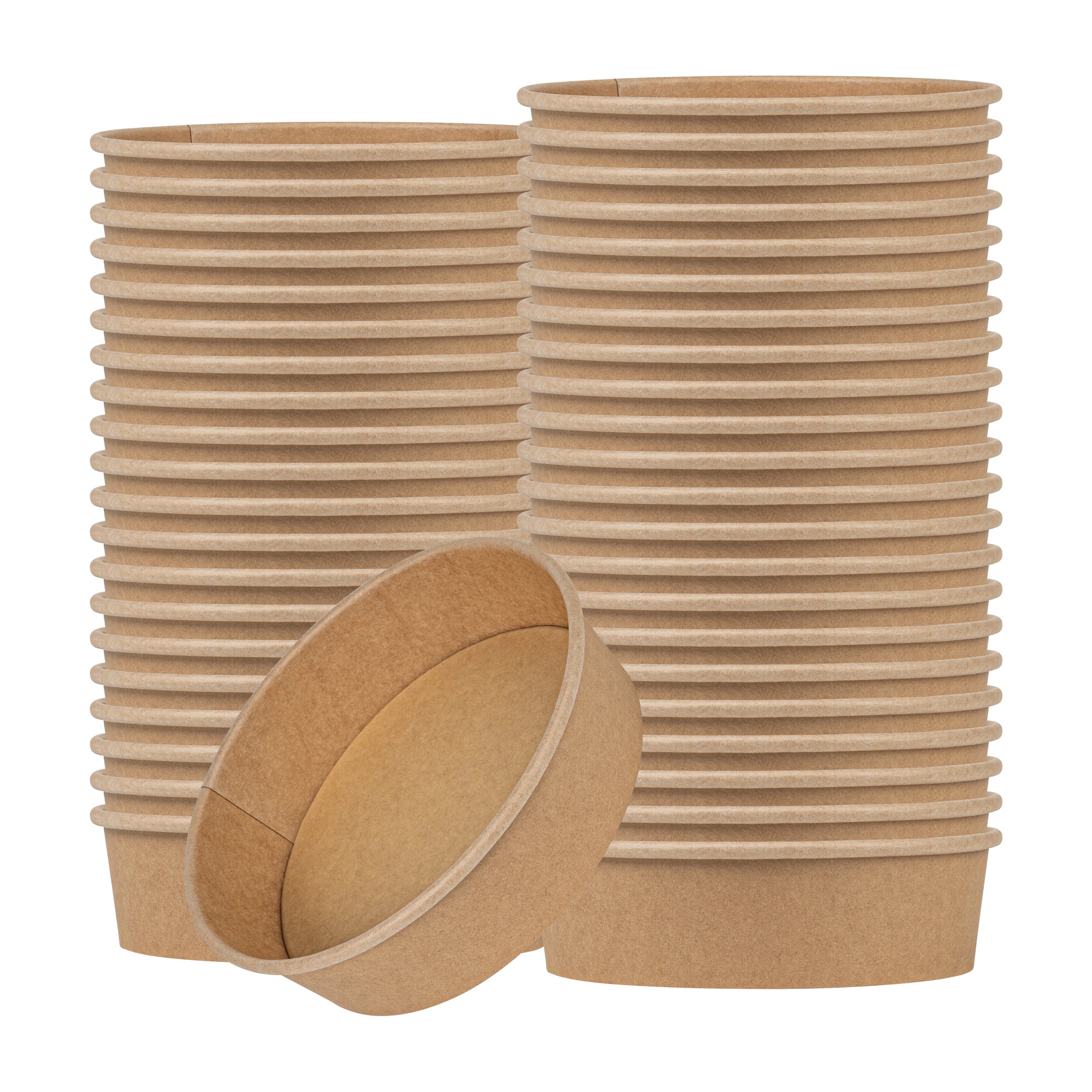 Bio Tek 22 oz Round Kraft Paper Take Out Container - 6 1/2" x 6 1/2" x 1 3/4" - 200 count box