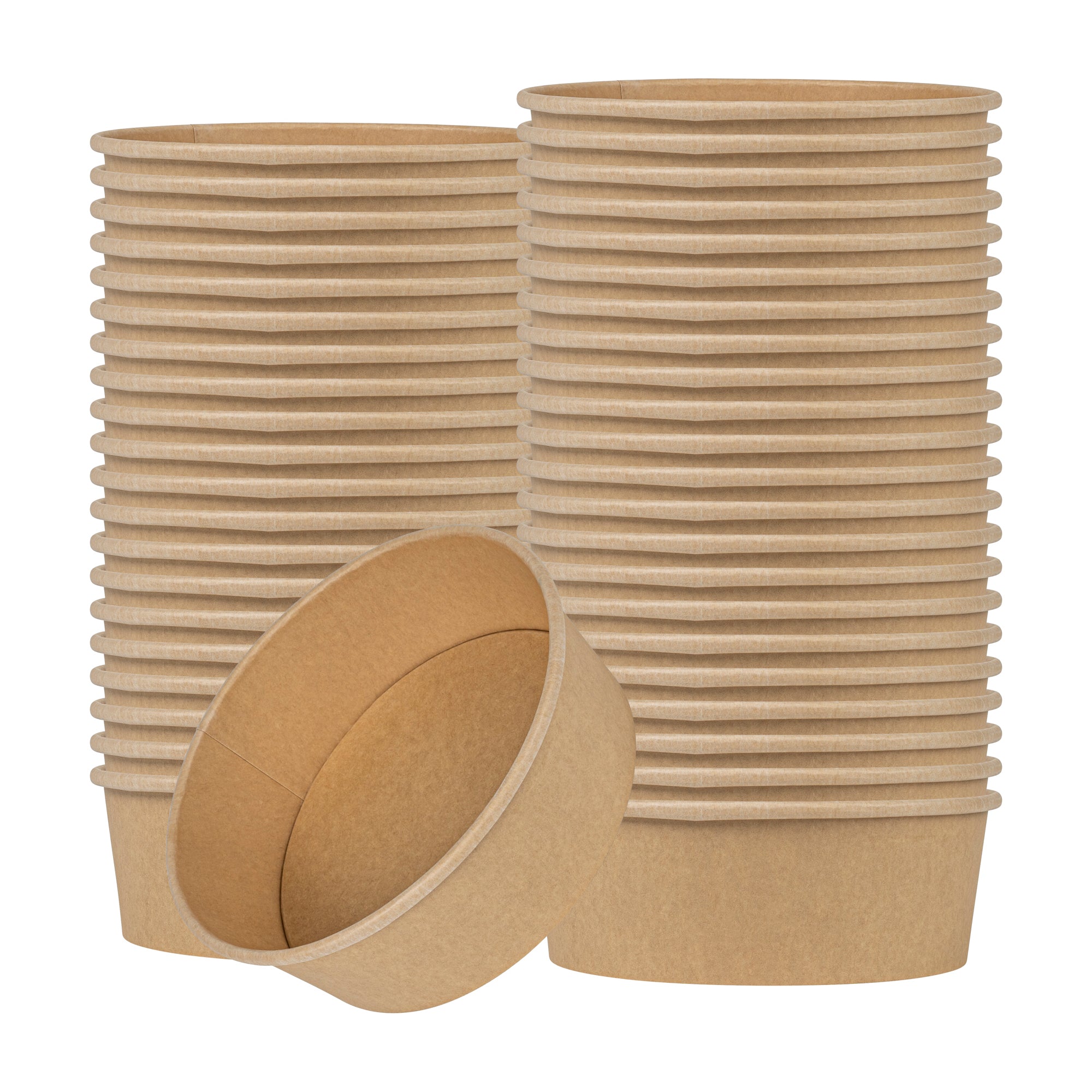 Bio Tek 45 oz Round Kraft Paper Take Out Container - 7 1/4" x 7 1/4" x 2 1/2" - 200 count box