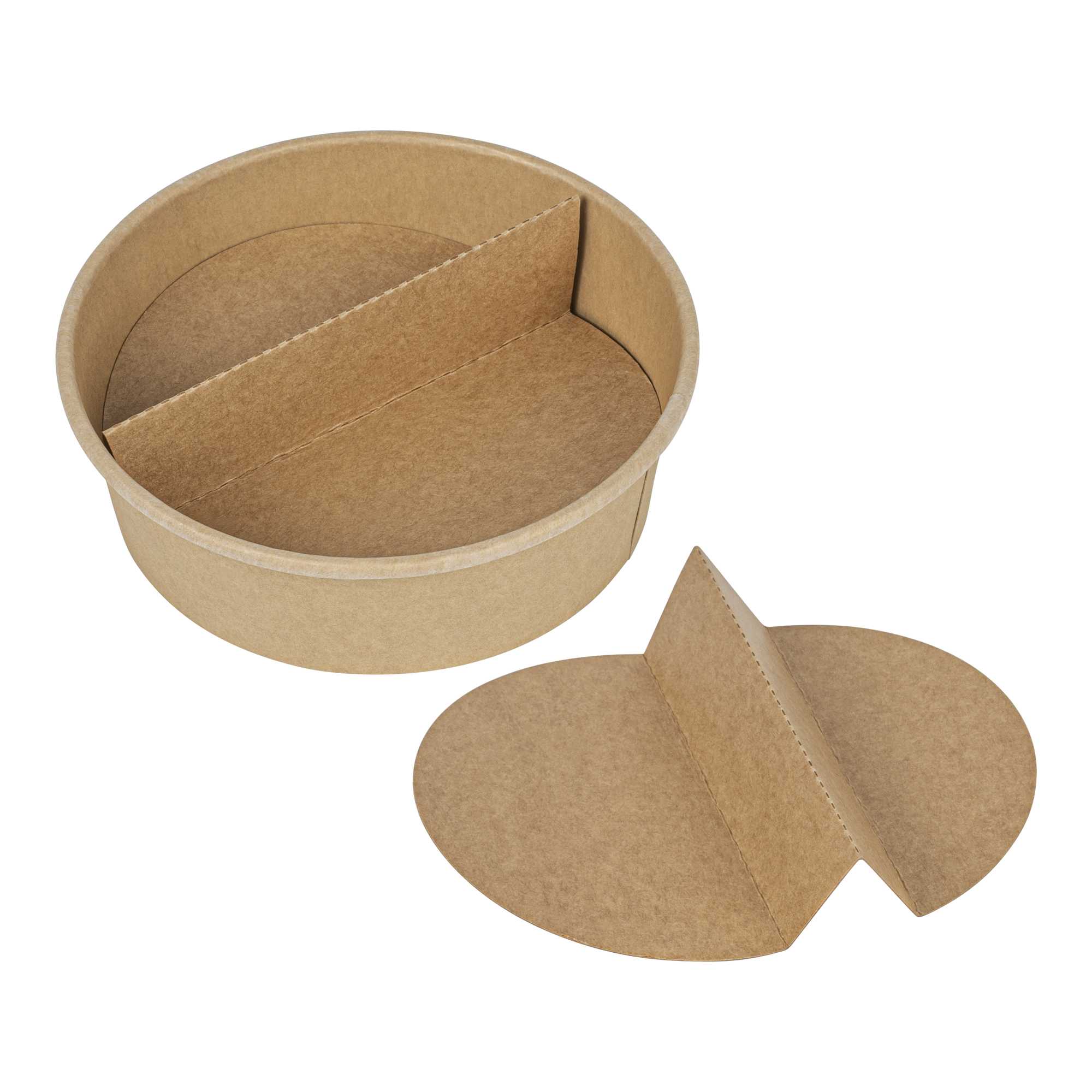 Bio Tek Kraft Paper 2-Compartment Insert - Fits 17, 25, 33 and 34 oz Containers - 50 count box