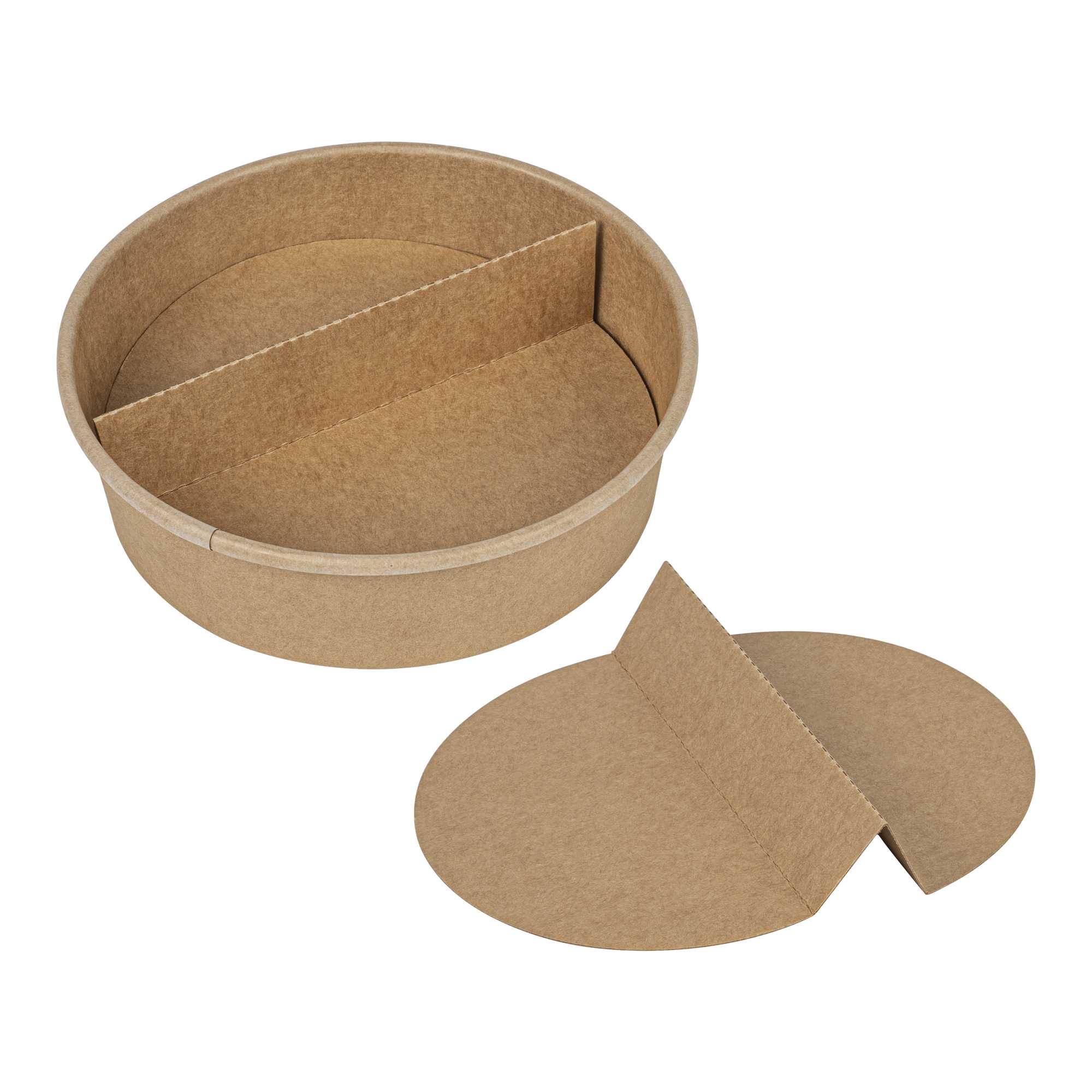 Bio Tek Kraft Paper 2-Compartment Insert - Fits 22, 37 and 42 oz Containers - 200 count box