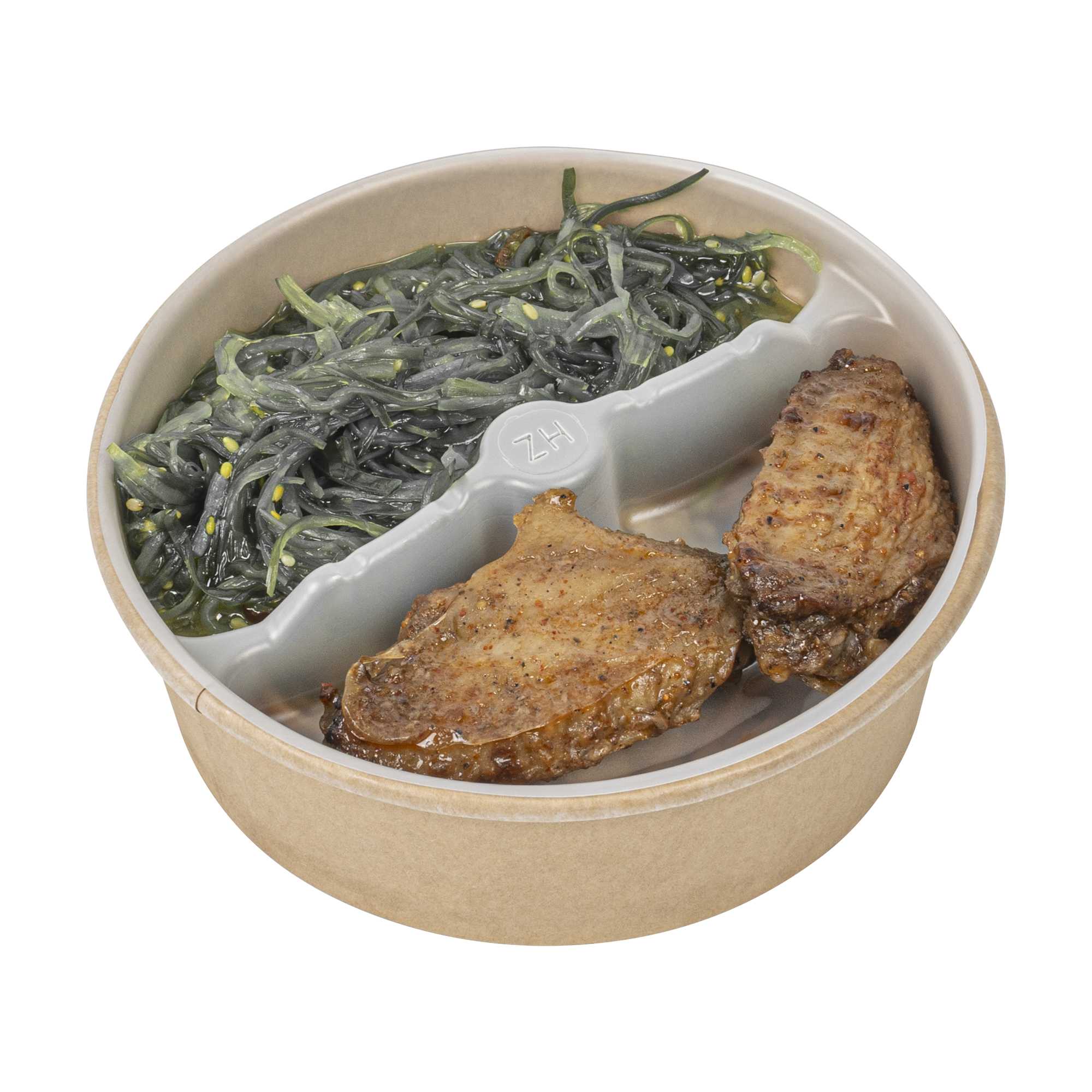 Bio Tek 12 oz White Plastic 2-Compartment Insert Tray - Fits 17-45 oz Containers - 50 count box