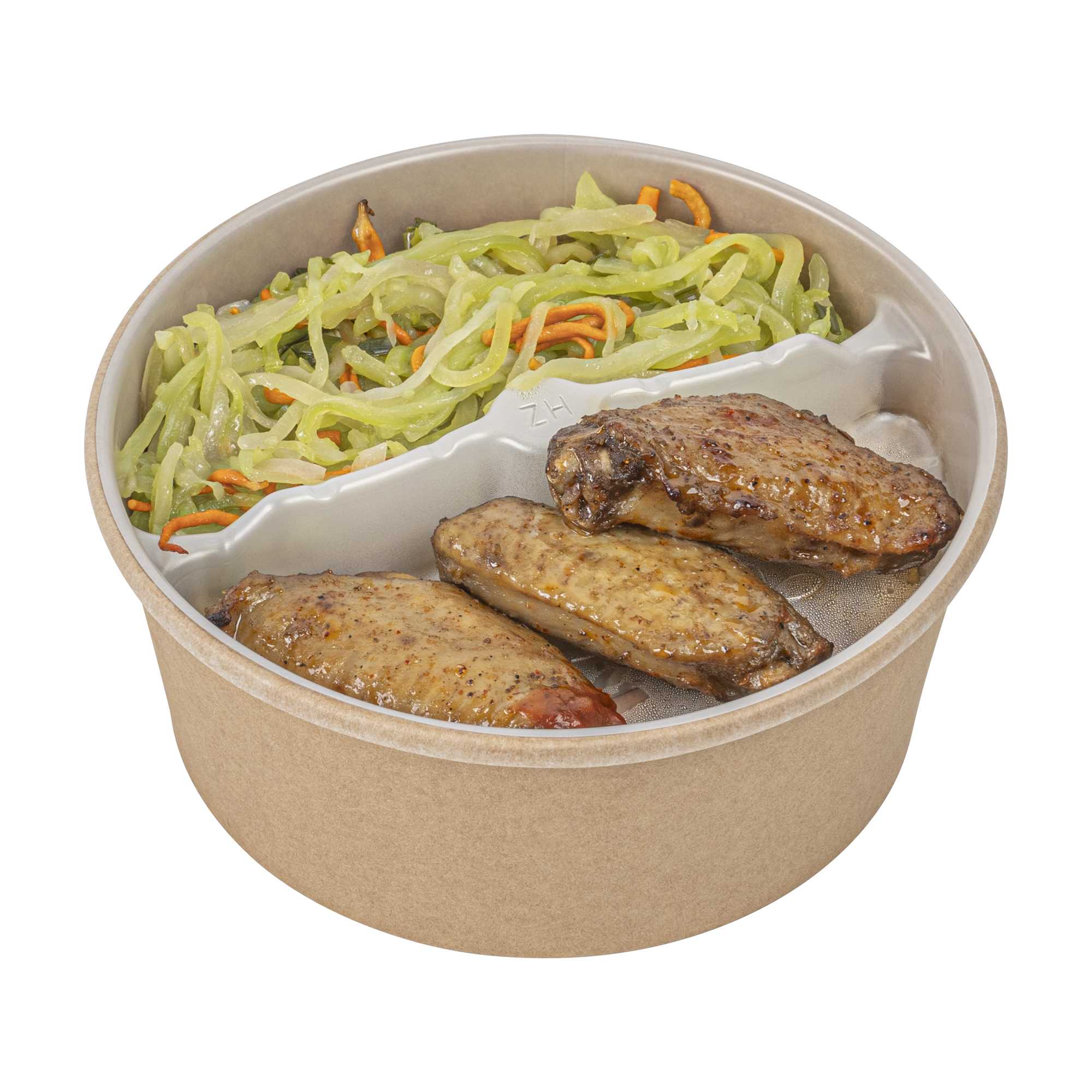 Bio Tek 15 oz White Plastic 2-Compartment Insert Tray - Fits 17-45 oz Containers - 200 count box