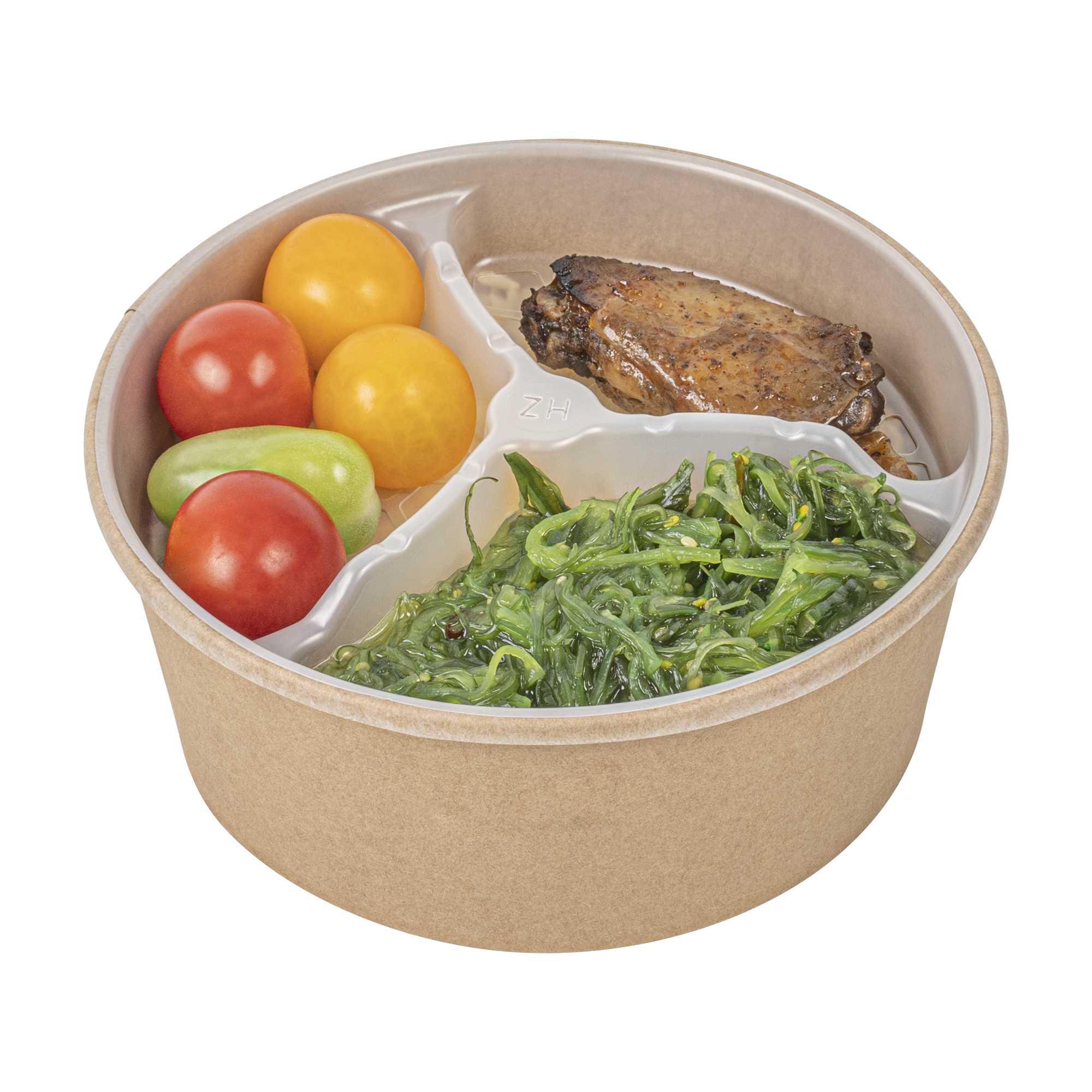 Bio Tek 15 oz White Plastic 3-Compartment Insert Tray - Fits 17-45 oz Containers - 200 count box