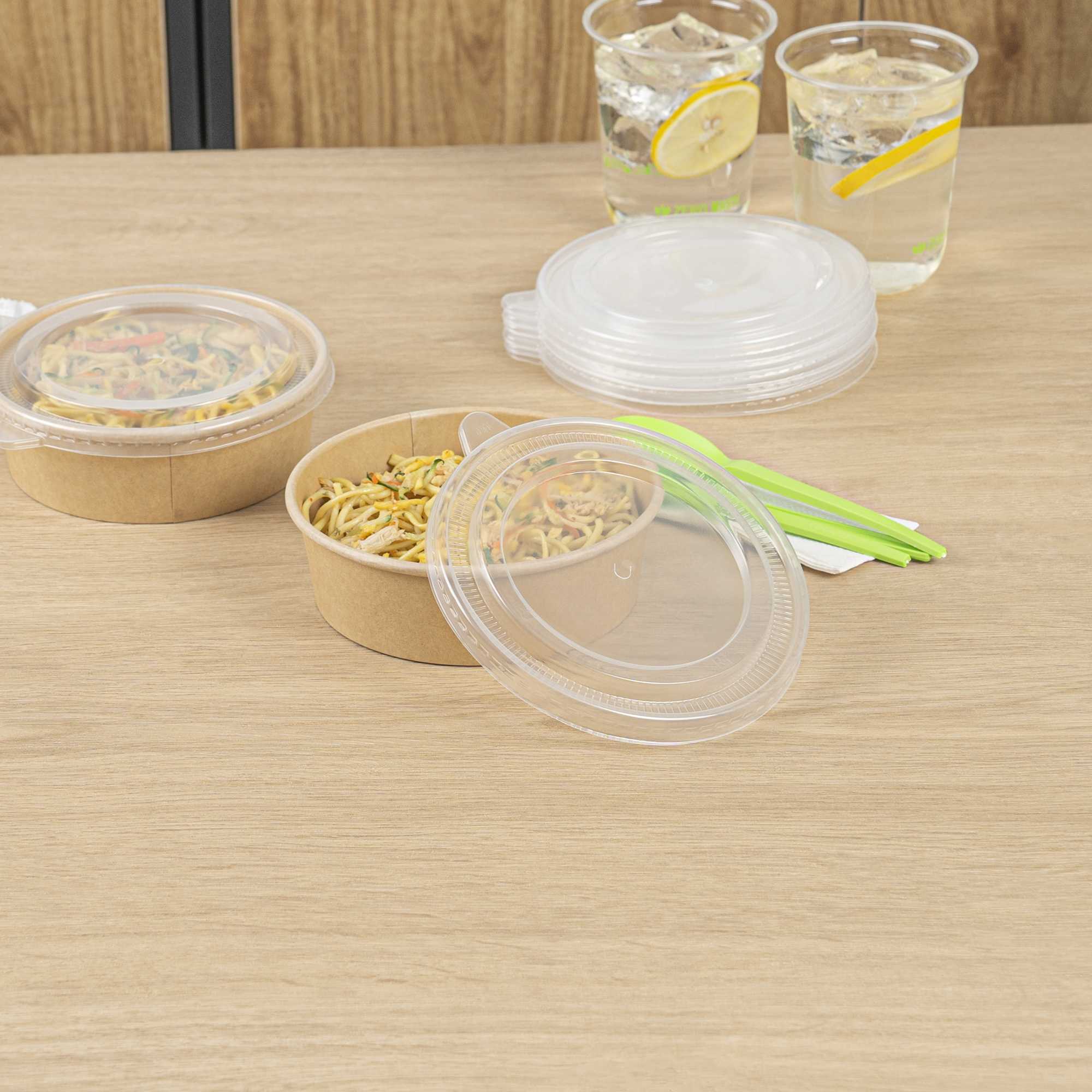 Bio Tek Clear Plastic Take Out Container Lid - Fits 17, 25, 33 and 34 oz Containers - 50 count box