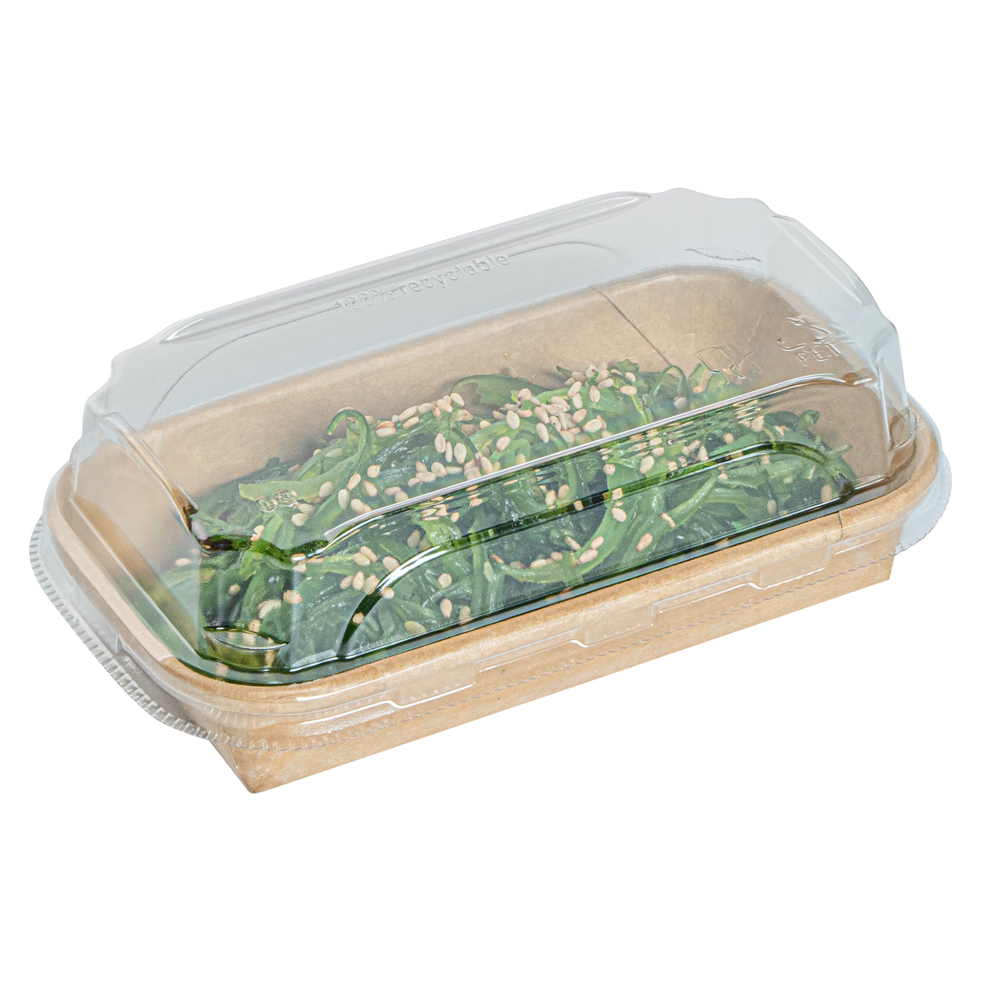 Matsuri Vision Clear PET Plastic Lid - Fits 5 oz Sushi Container, Anti-Fog - 100 count box