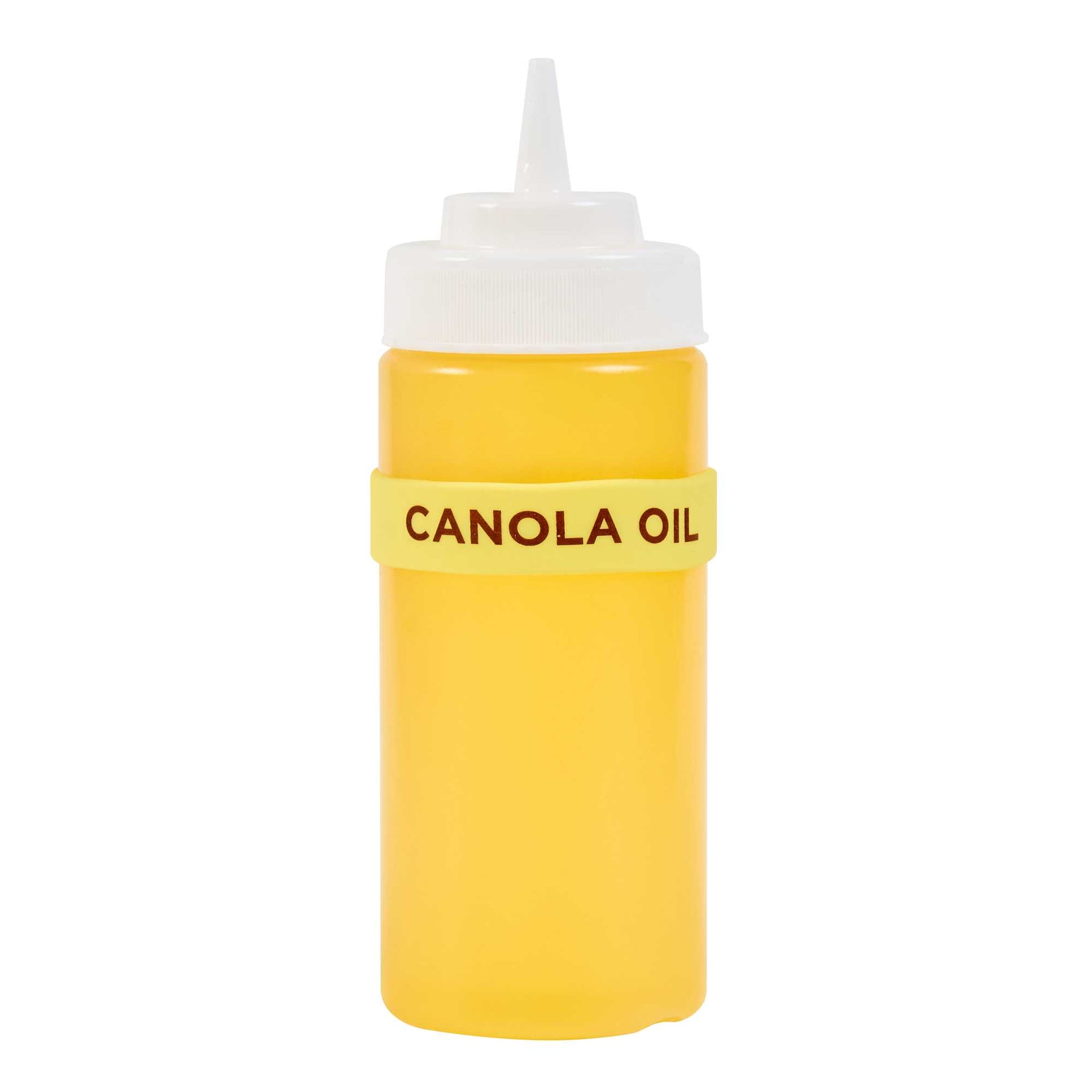 First In First Out Yellow Silicone Canola Oil Label Band - Fits 16, 20 and 24 oz Squeeze Bottles - 1 count box