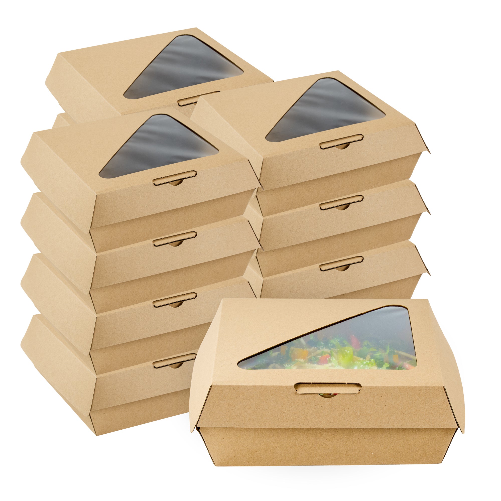 Eco Tek Rectangle Kraft Paper Corrugated Clamshell Container - with PLA ...