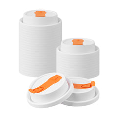 Restpresso White Plastic Lid - with Hinged Spout Cover, Fits 8, 12, 16 and 20 oz Coffee Cups - 25 count box