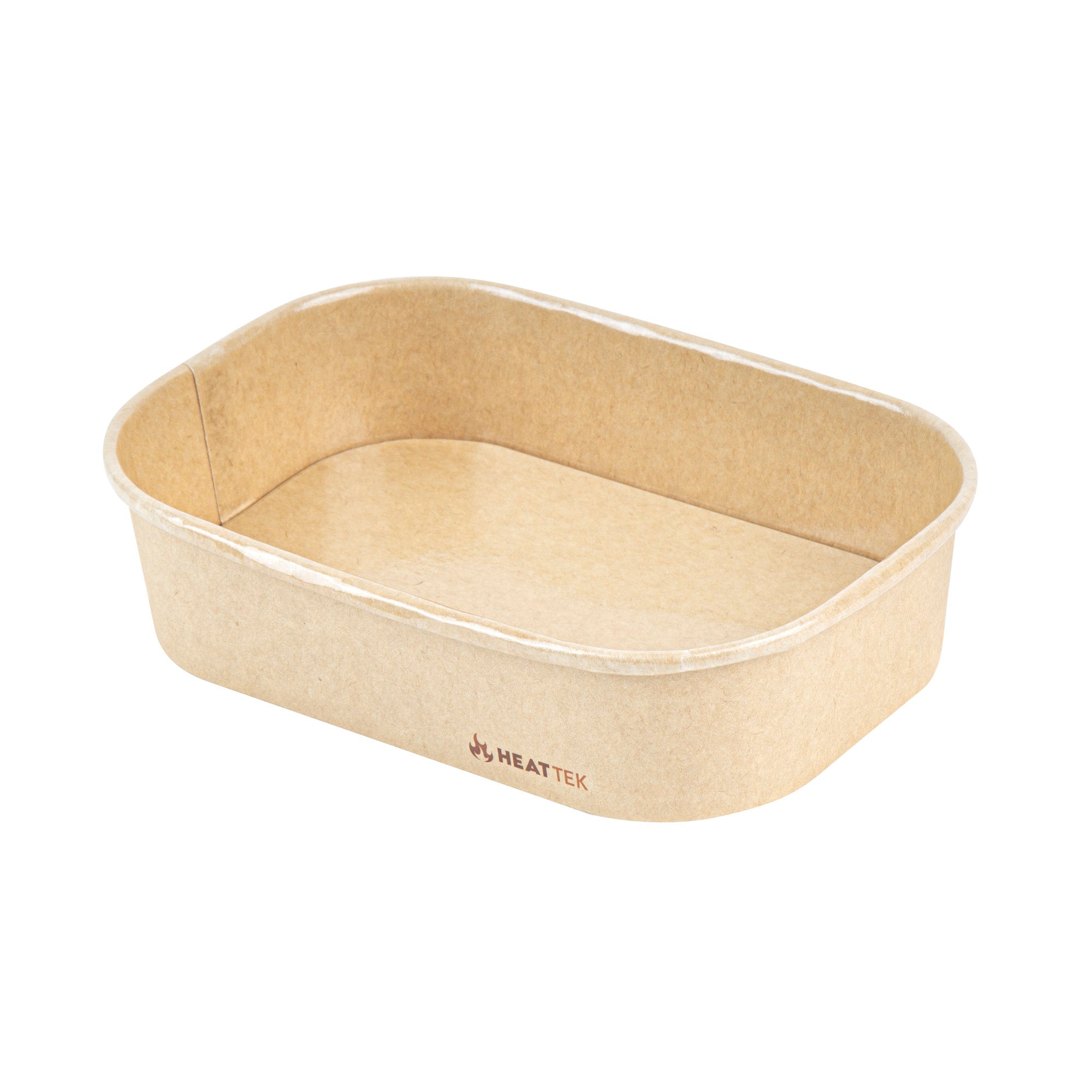 Heat Tek 17 oz Oval Kraft Paper Serving Container - Oven-Safe - 6 3/4" x 4 3/4" x 1 1/2" - 100 count box