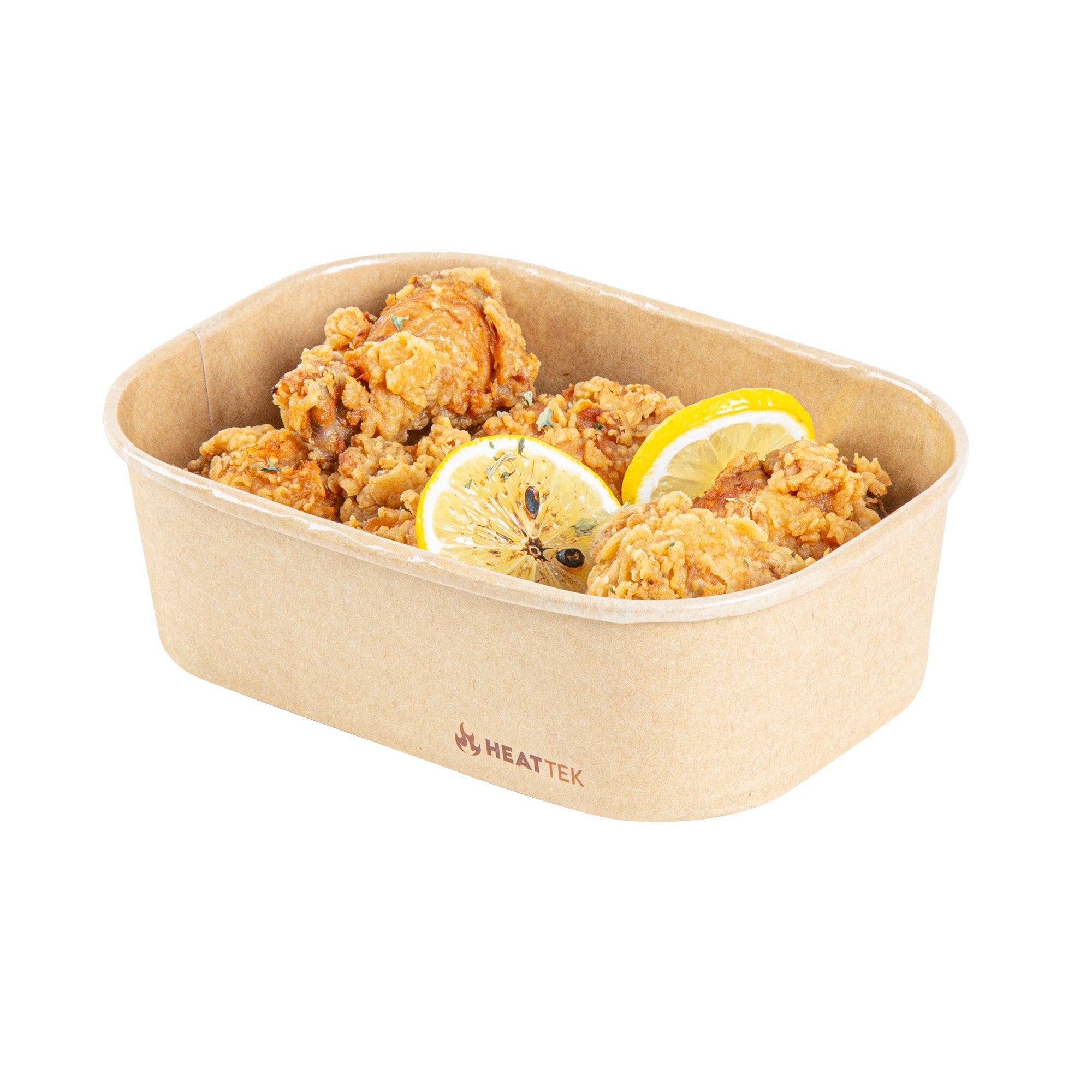Heat Tek 20 oz Oval Kraft Paper Serving Container - Oven-Safe - 6 3/4" × 4 3/4" × 2" -100 count box