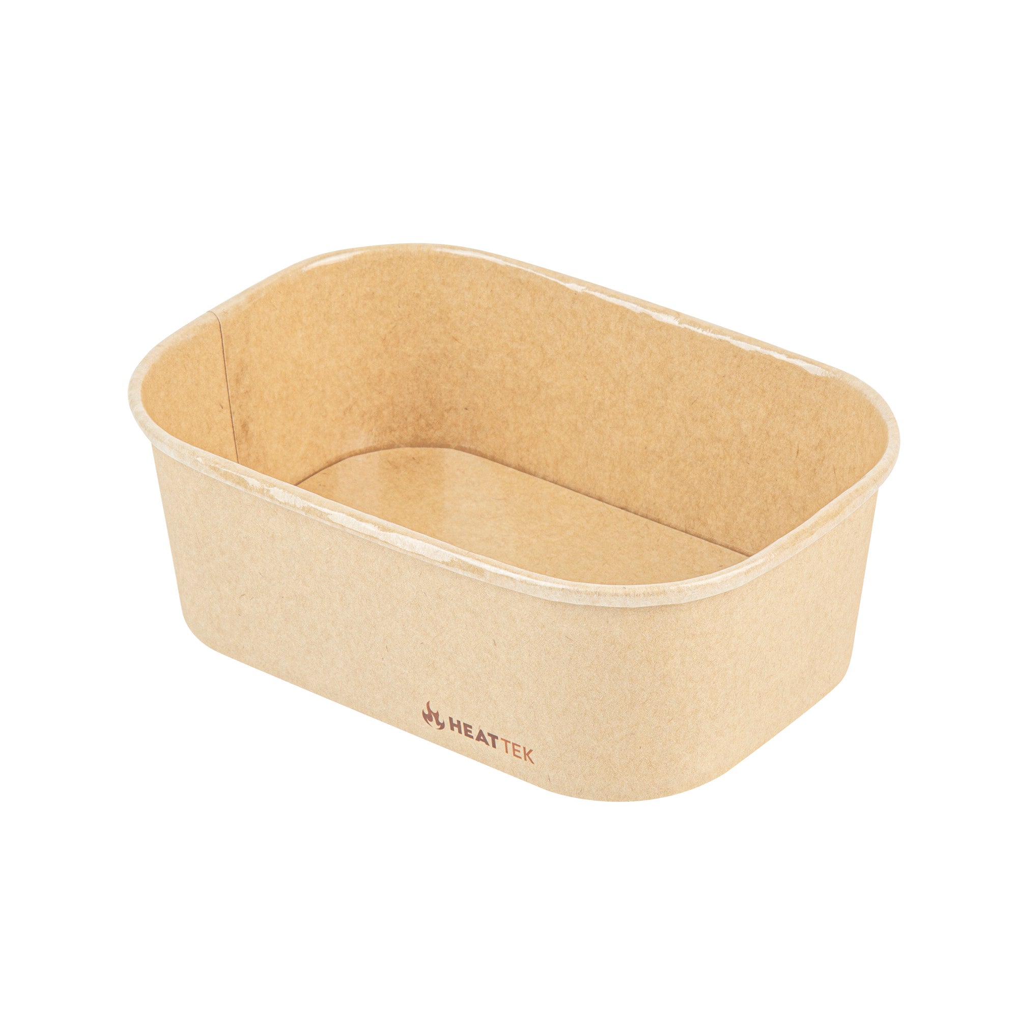 Heat Tek 25 oz Oval Kraft Paper Serving Container - Oven-Safe - 6 3/4" × 4 3/4" × 2 1/4" -100 count box