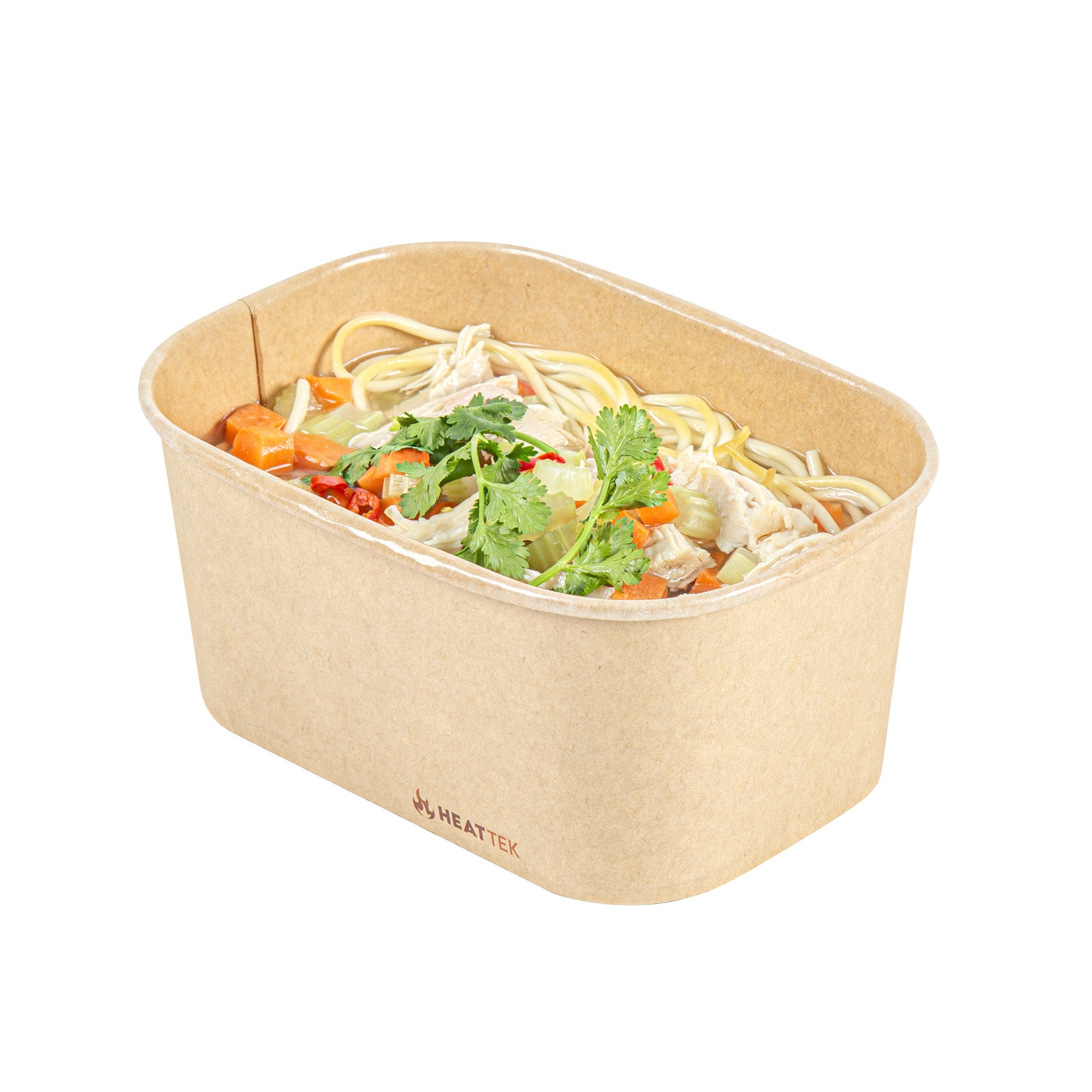 Heat Tek 34 oz Oval Kraft Paper Serving Container - Oven-Safe - 6 3/4" × 4 3/4" × 3" -100 count box