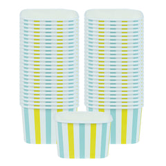 Coppetta 12 oz Square Blue And Green Stripe Paper To Go Cup - 4 1/4