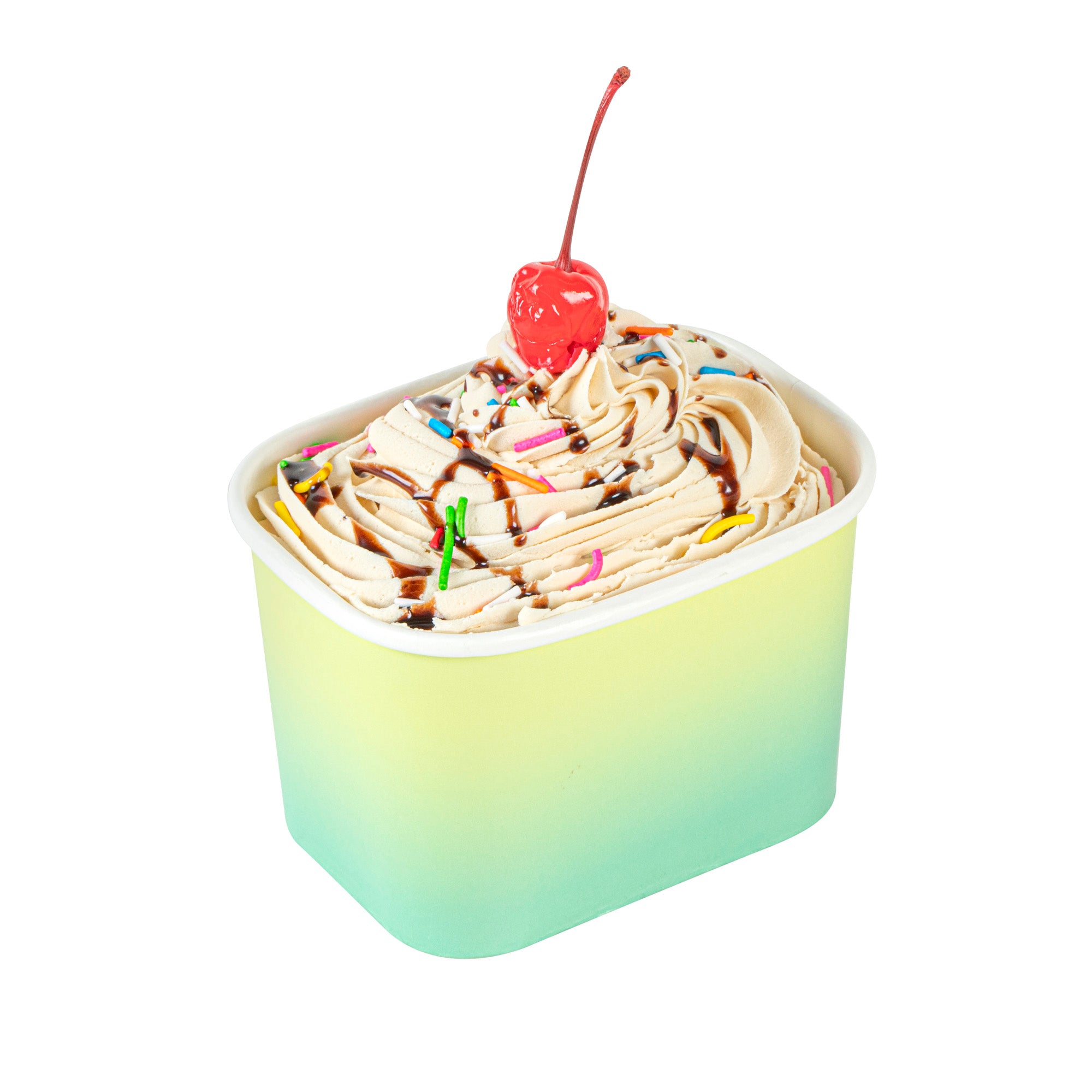 Coppetta 12 oz Square Teal And Green Ombre Paper To Go Cup - 4 1/4" x 3 1/4" x 2 3/4" - 50 count box