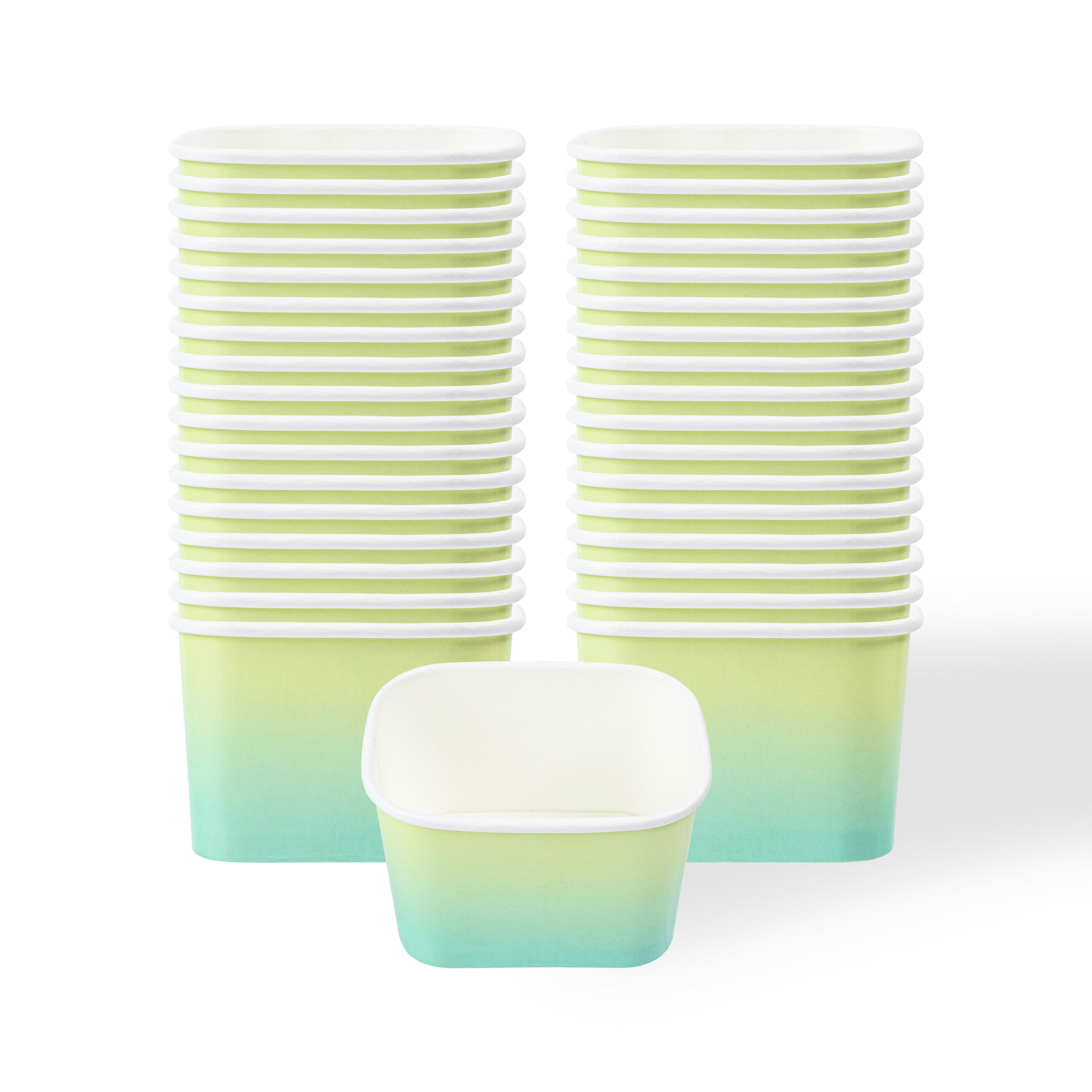 Coppetta 12 oz Square Teal And Green Ombre Paper To Go Cup - 4 1/4" x 3 1/4" x 2 3/4" - 50 count box