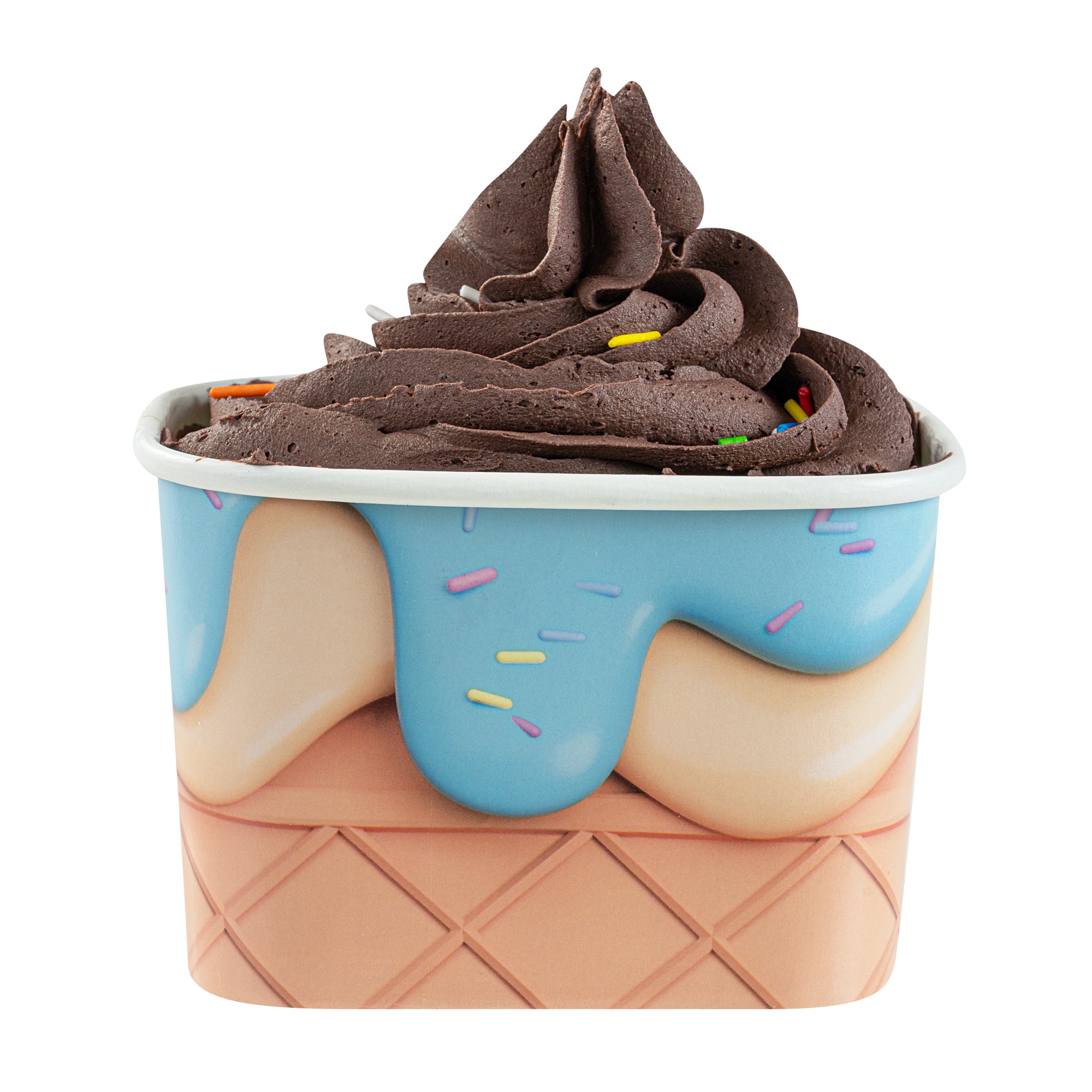 Coppetta 12 oz Square Frosty Delight Paper To Go Cup - 4 1/4" x 3 1/4" x 2 3/4" - 50 count box