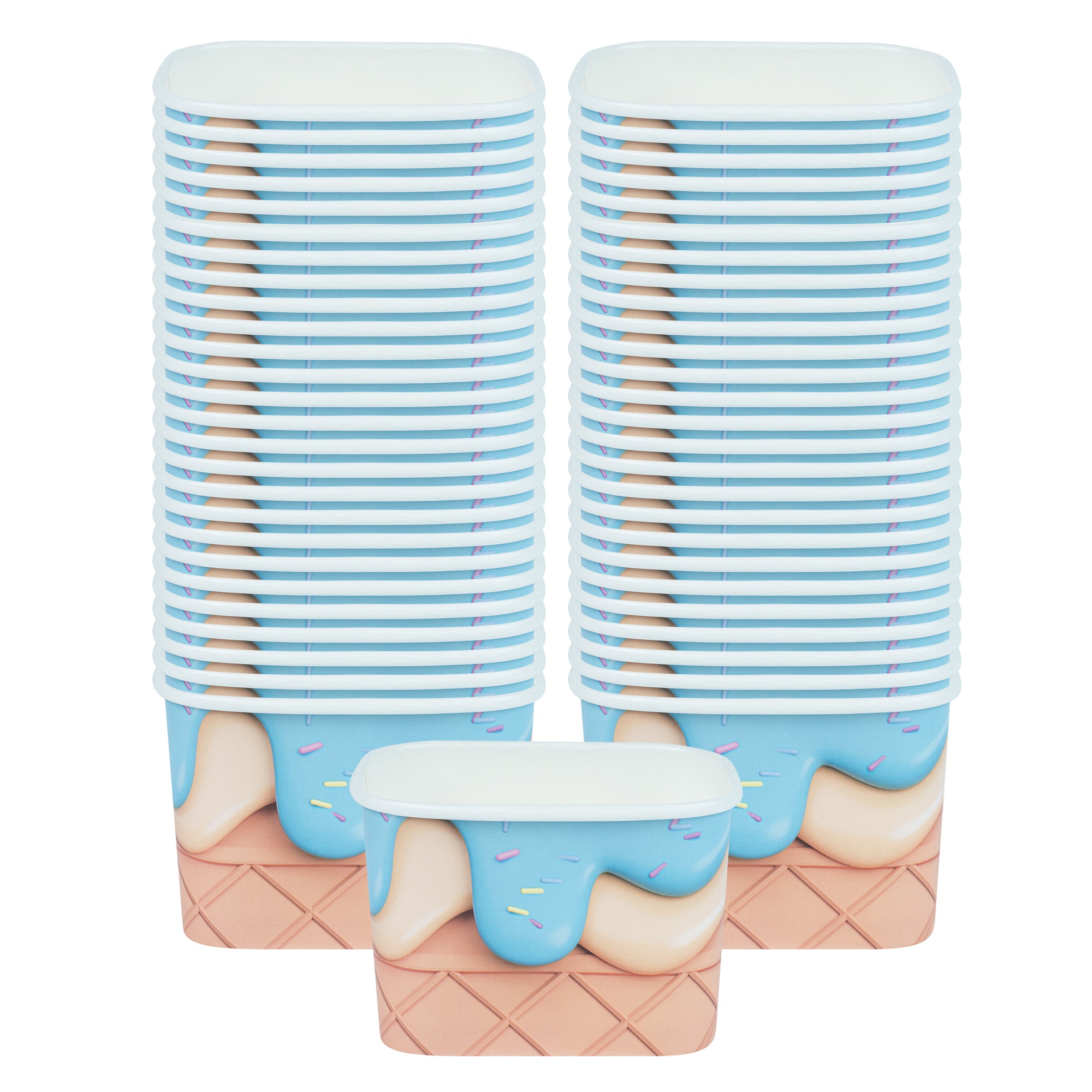 Coppetta 12 oz Square Frosty Delight Paper To Go Cup - 4 1/4" x 3 1/4" x 2 3/4" - 50 count box