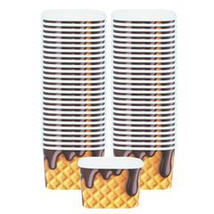 Coppetta 12 oz Square Chocolate Drizzle Paper To Go Cup - 4 1/4