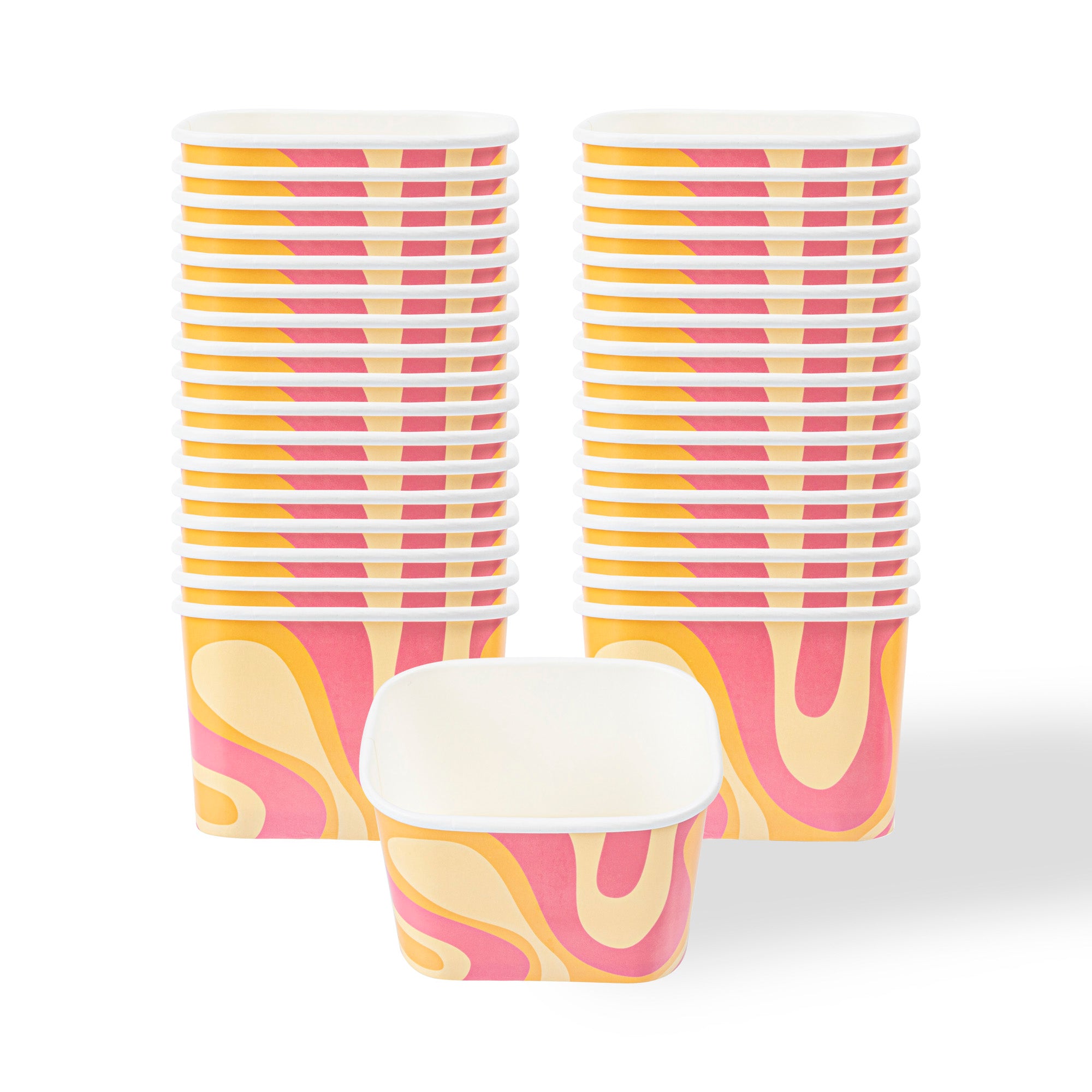 Coppetta 12 oz Square Tropical Twist Paper To Go Cup - 4 1/4" x 3 1/4" x 2 3/4" - 50 count box