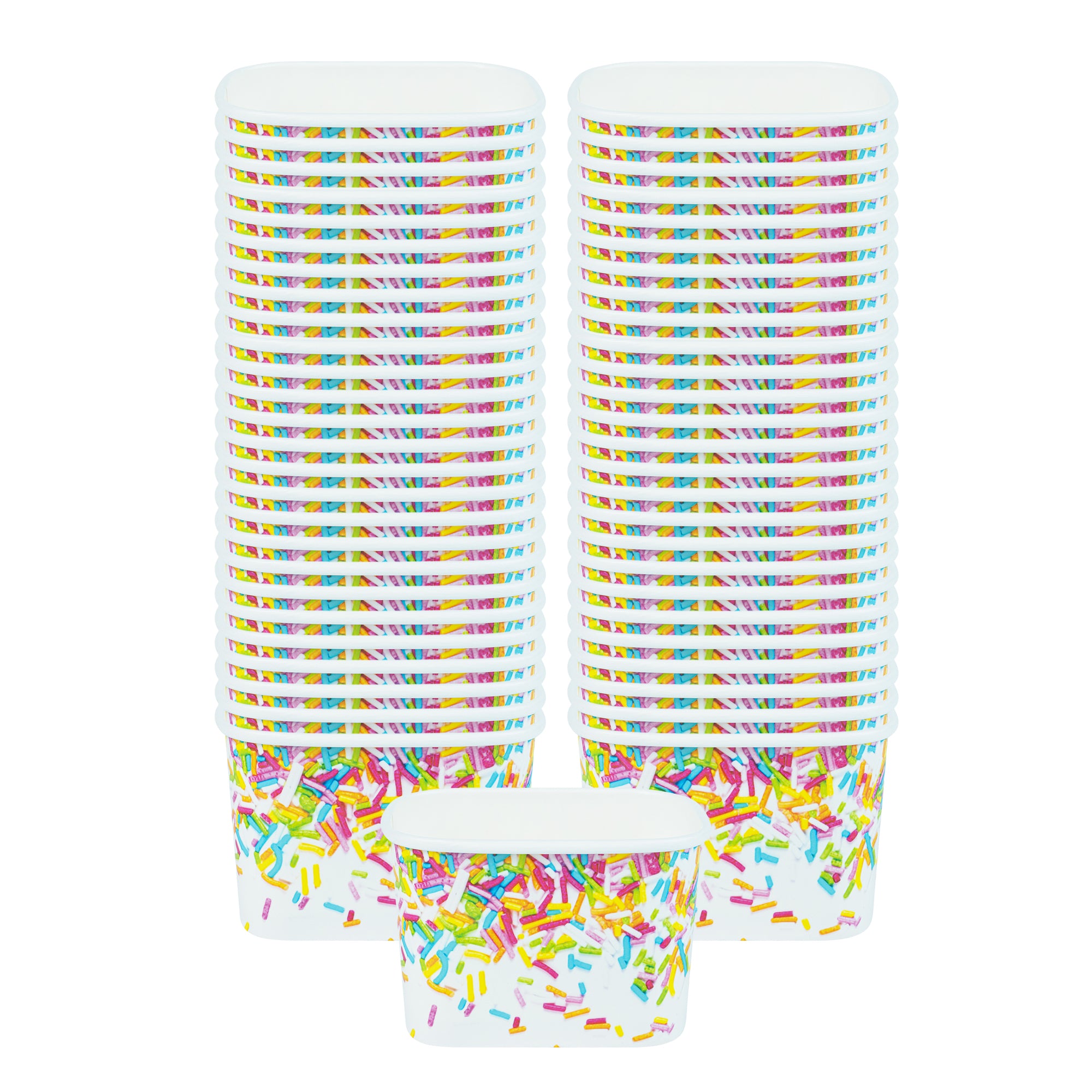 Coppetta 12 oz Square Paper To Go Cup - with Party Sprinkles - 4 1/4" x 3 1/4" x 2 3/4" - 50 count box