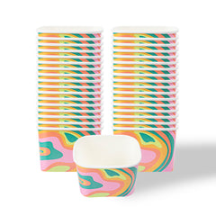 Coppetta 12 oz Square Psychedelic Sunrise Paper To Go Cup - 4 1/4