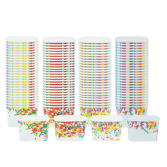 Coppetta 12 oz Square Assorted Sprinkles Paper To Go Cup - 4 1/4
