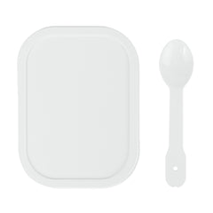 Coppetta Square White Plastic Lid - Fits 7 and 12 oz To Go Cup, with Spoon - 50 count box