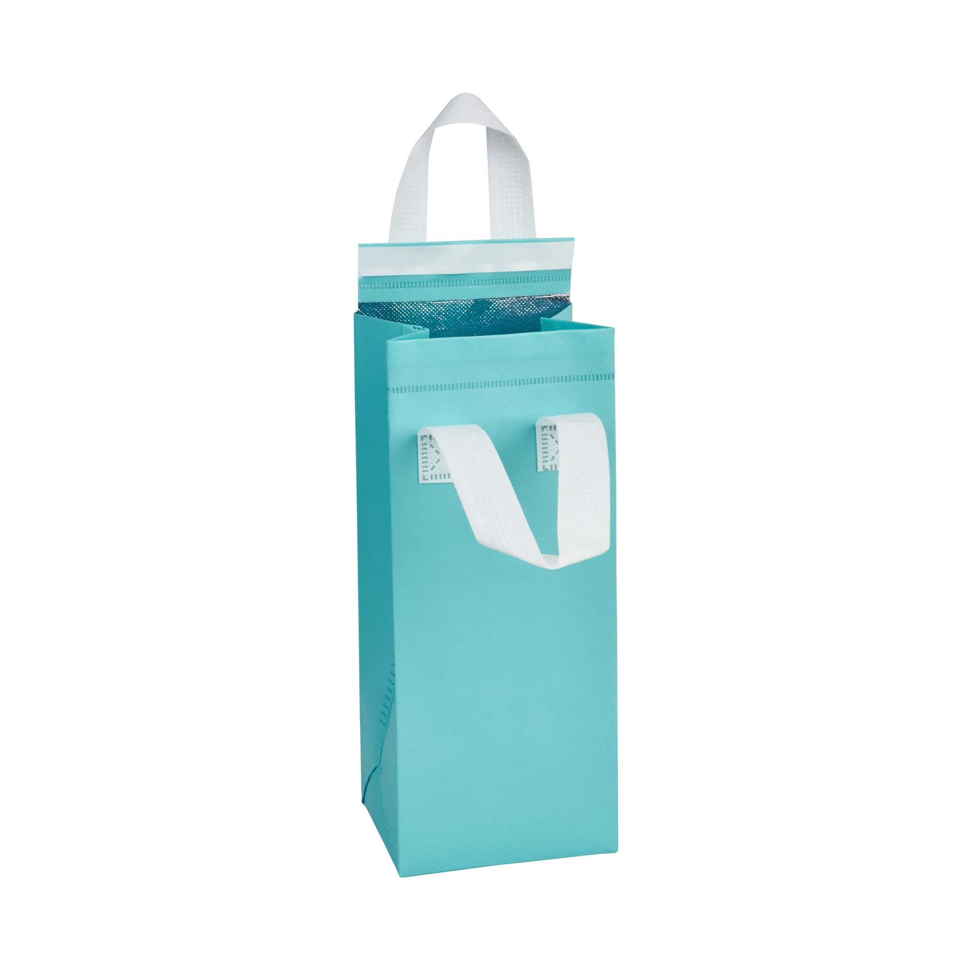 Bag Tek Teal Insulated Take Out Bag - Tamper-Evident - 4 3/4" x 4" x 11" - 500 count box