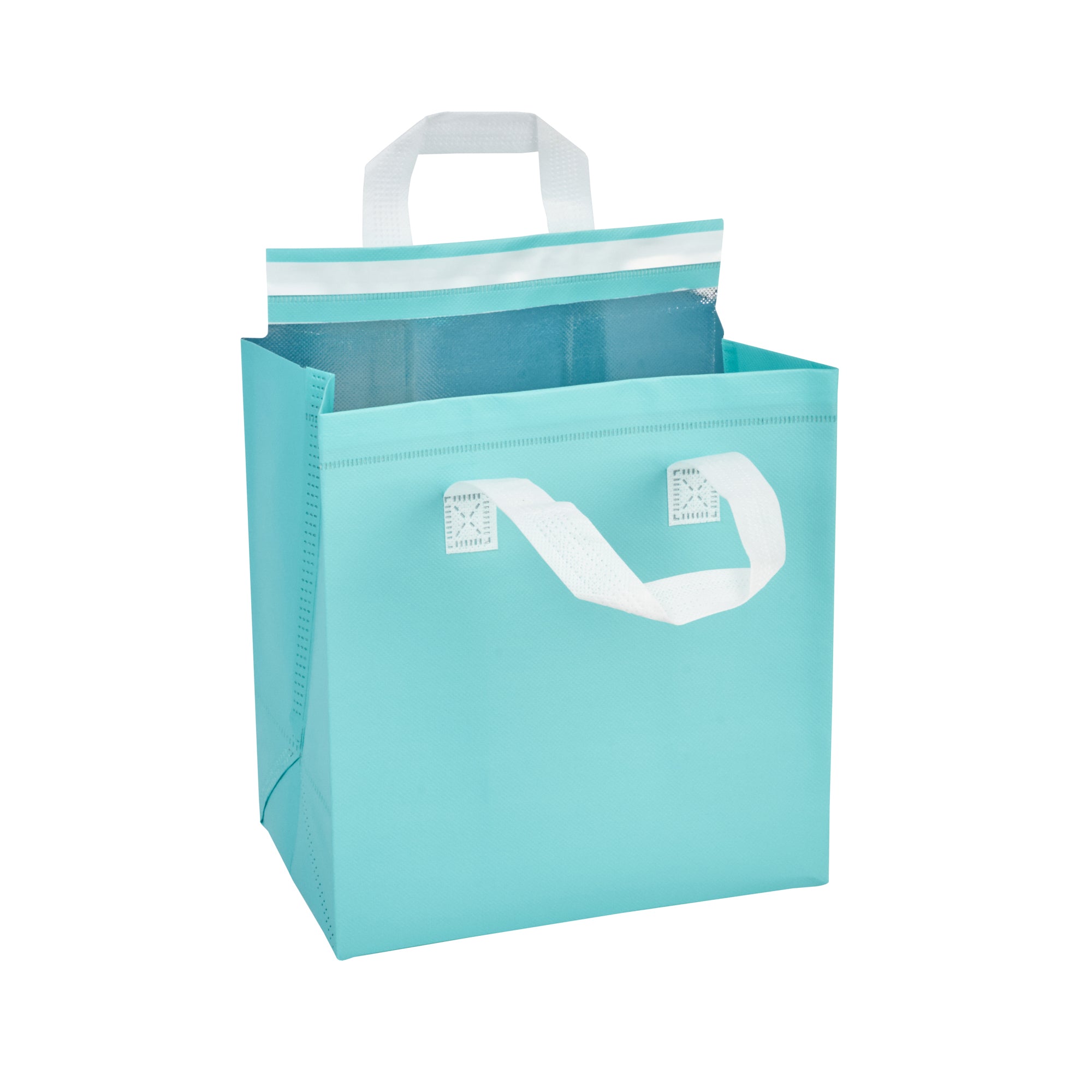 Bag Tek Teal Insulated Take Out Bag - Tamper-Evident - 9 1/2" x 6" x 10 1/4" - 25 count box