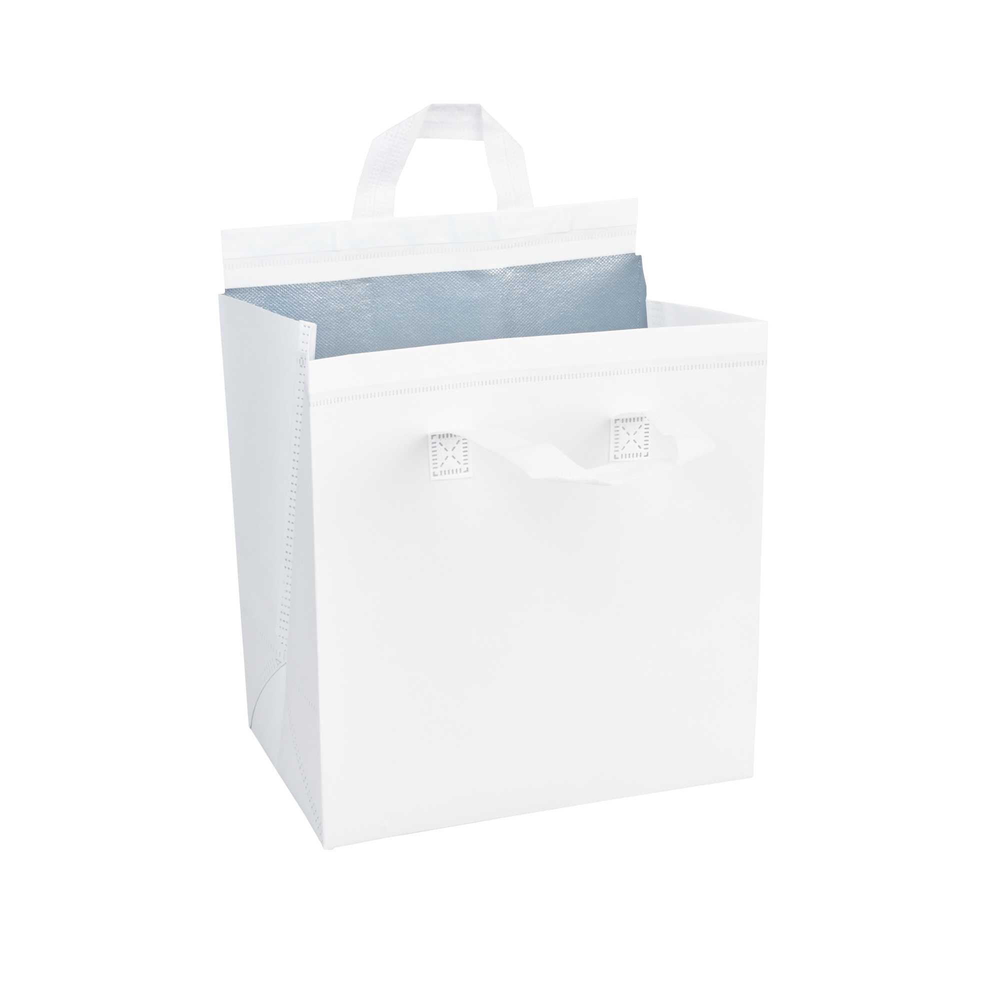 Bag Tek White Insulated Take Out Bag - Tamper-Evident - 10 1/4" x 6 3/4" x 11" - 400 count box