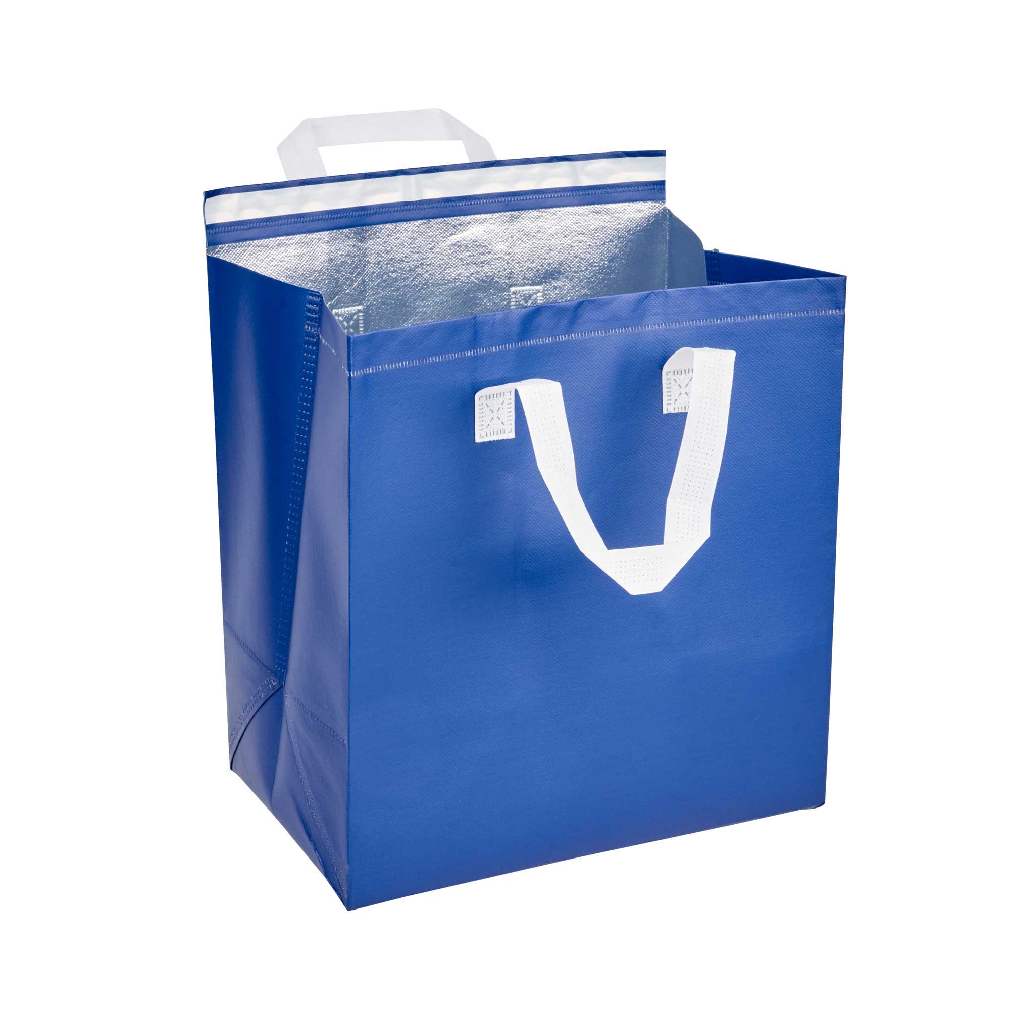 Bag Tek Blue Insulated Take Out Bag - Tamper-Evident - 11 3/4" x 7 3/4" x 12 1/2" - 200 count box