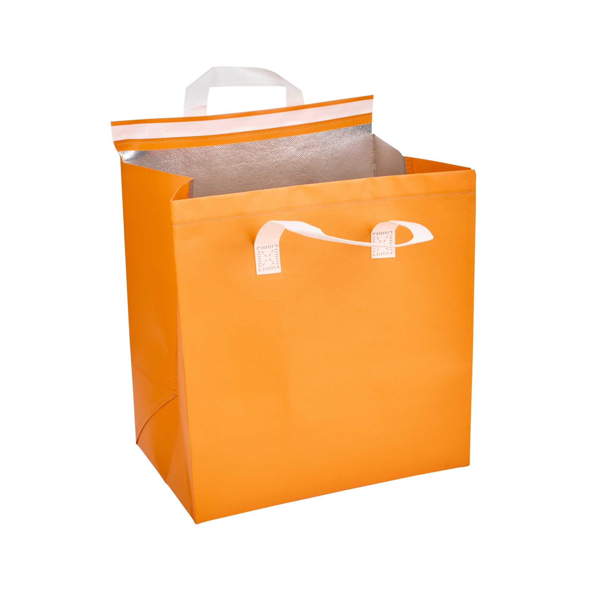 Bag Tek Orange Insulated Take Out Bag - Tamper-Evident - 11 3/4" x 7 3/4" x 12 1/2" - 200 count box
