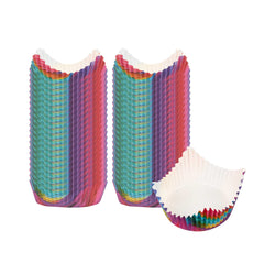 Panificio 4 oz Petal Paper Baking Cup - Colorful Abstract Waves, Ridged, Greaseproof - 2 1/4
