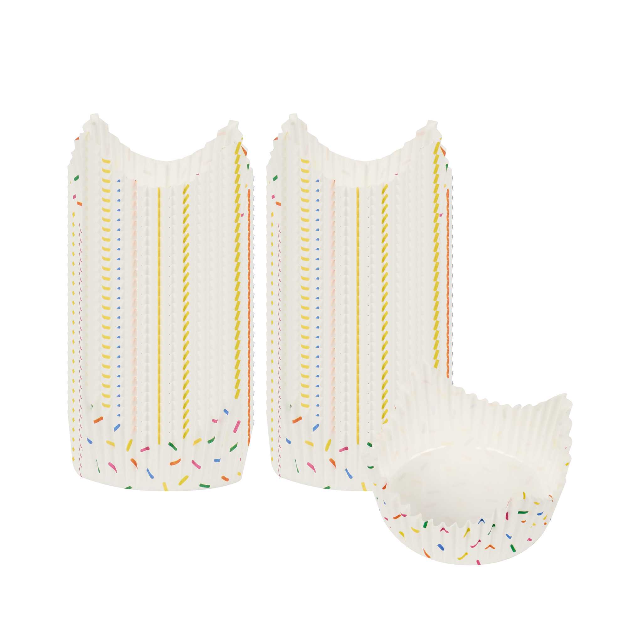 Panificio 4 oz Petal Paper Baking Cup - Colorful Confetti, Ridged, Greaseproof - 2 1/4" x 2 1/4" x 1 1/2" - 4000 count box