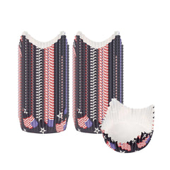 Panificio 4 oz Petal Paper Baking Cup - American Flag, Ridged, Greaseproof - 2 1/4