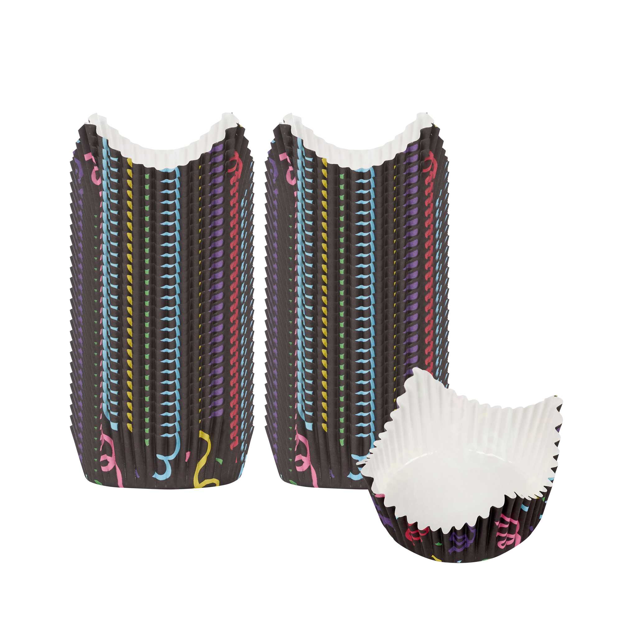 Panificio 4 oz Petal Paper Baking Cup - Colorful Streamers, Ridged, Greaseproof - 2 1/4" x 2 1/4" x 1 1/2" - 4000 count box
