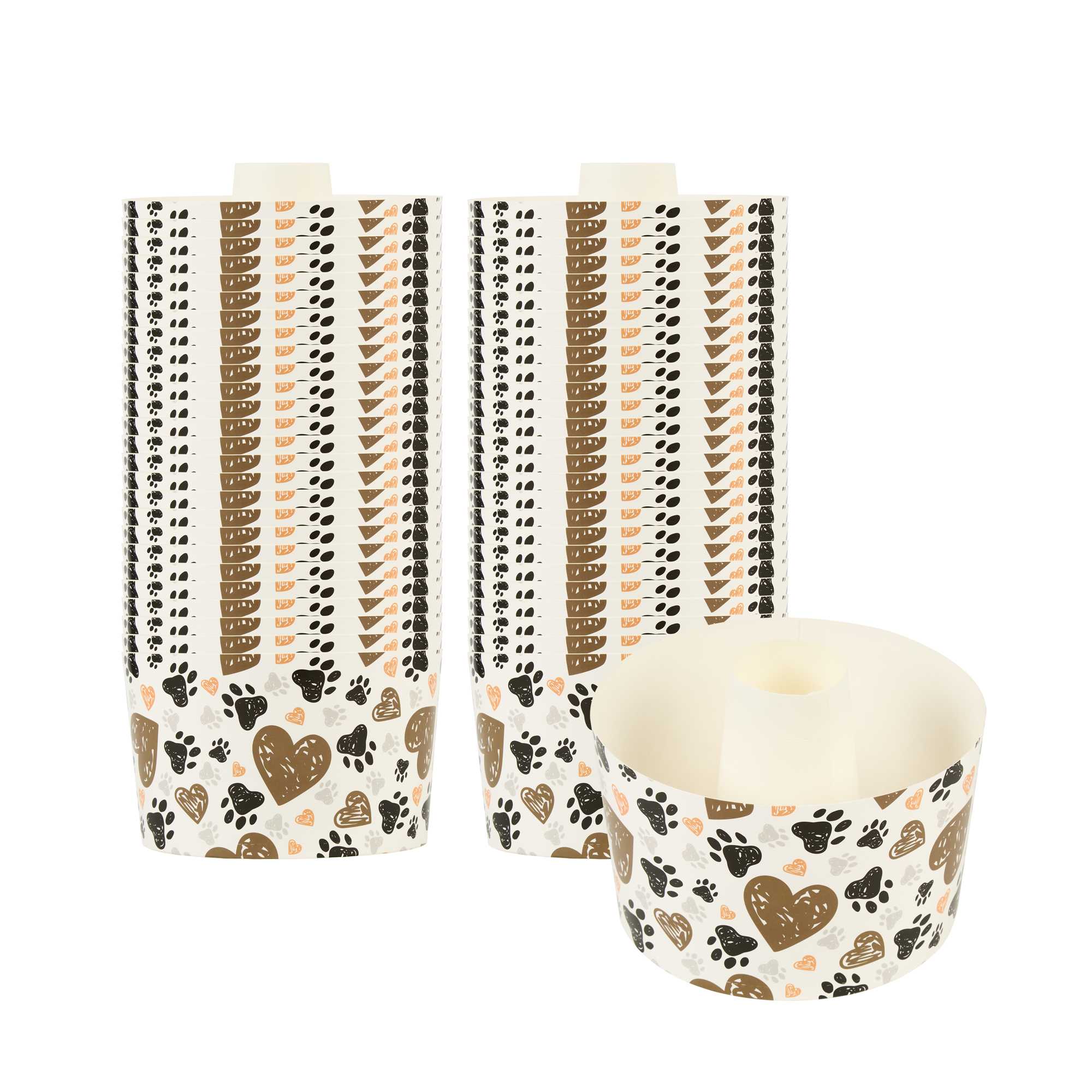 Panificio 53 oz Paper Baking Ring Mold - Paw Print, Greaseproof - 5 3/4" x 5 3/4" x 3 3/4" - 400 count box