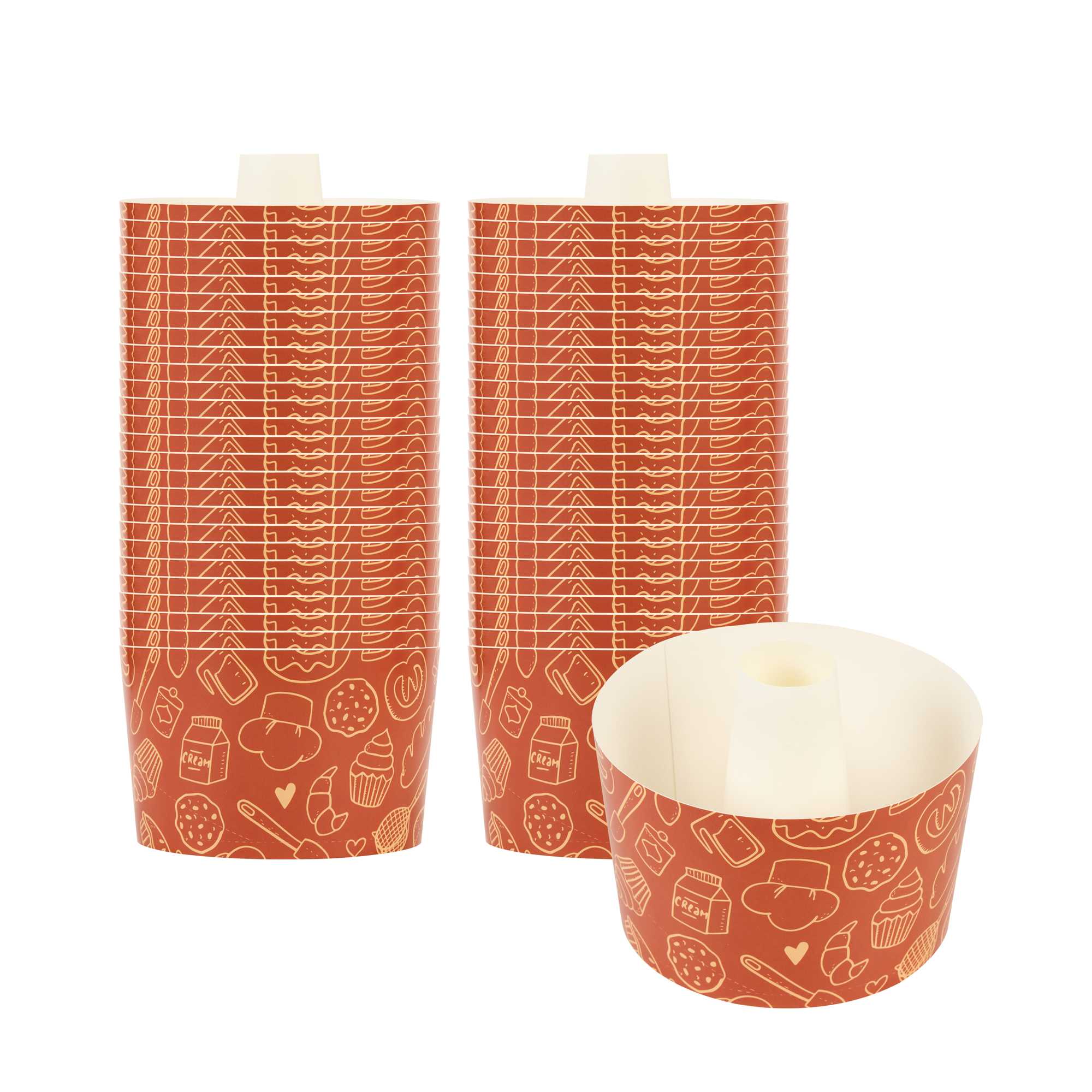 Panificio 38 oz Brown Paper Baking Ring Mold - Bakery, Greaseproof - 5" x 5" x 3 3/4" - 100 count box