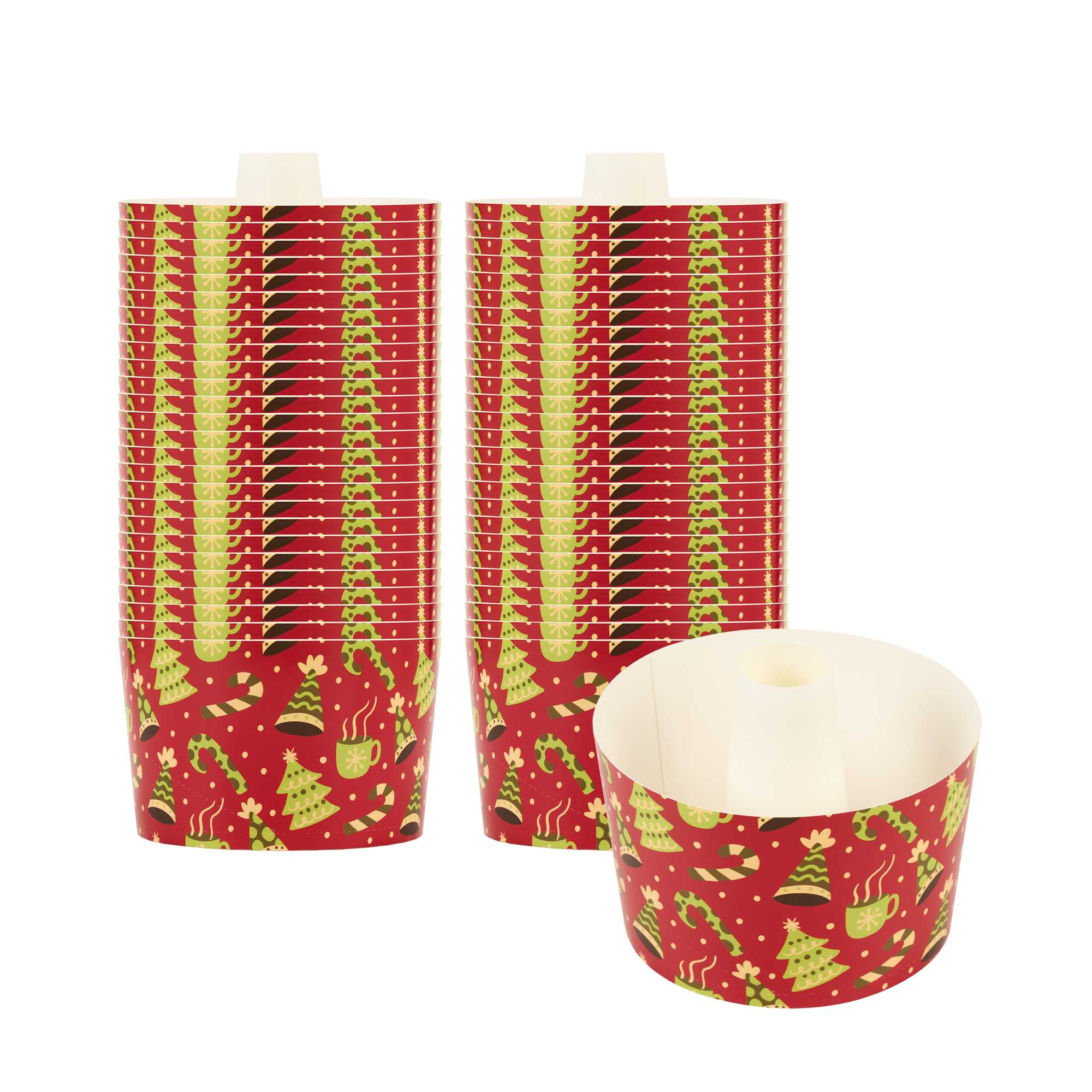 Panificio 38 oz Paper Baking Ring Mold - Christmas, Greaseproof - 5" x 5" x 3 3/4" - 100 count box