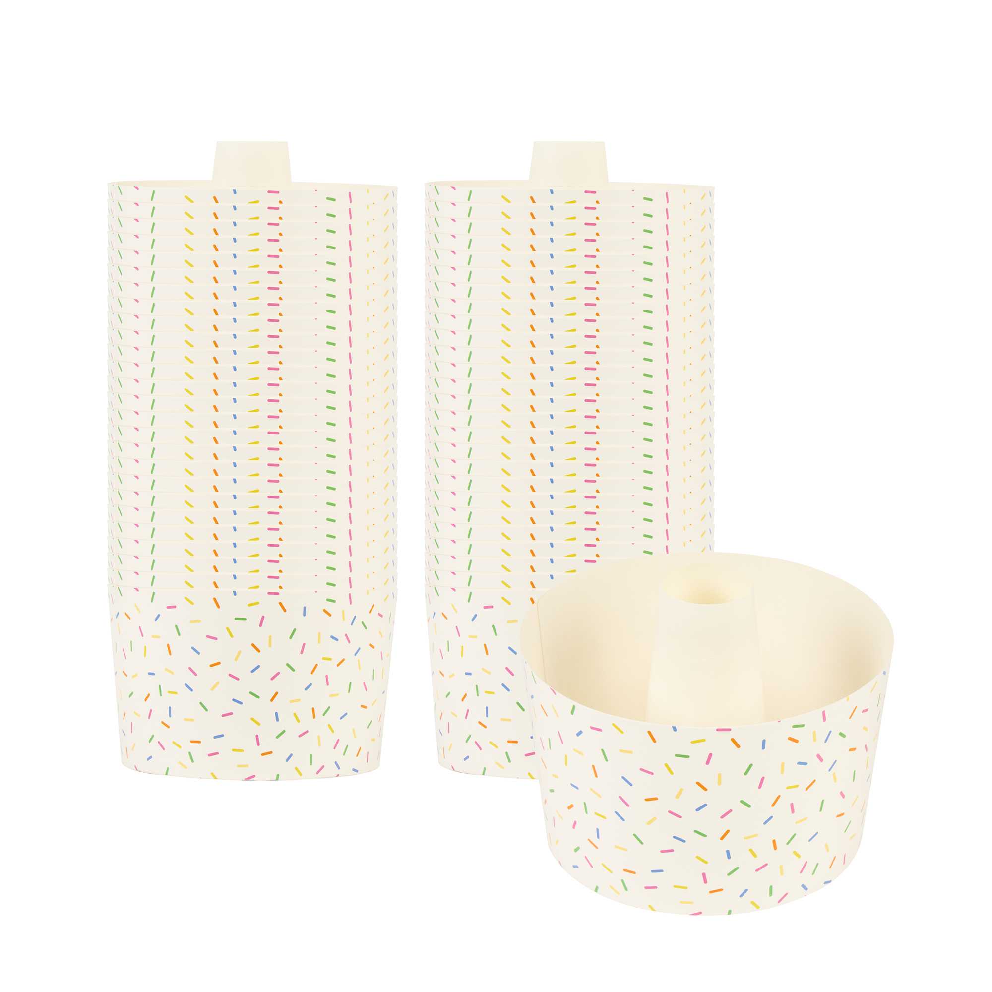 Panificio 38 oz Paper Baking Ring Mold - Colorful Confetti, Greaseproof - 5" x 5" x 3 3/4" - 100 count box