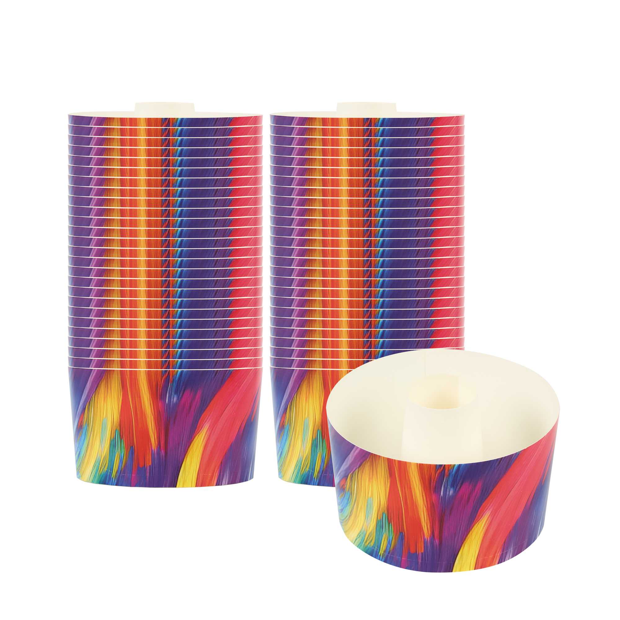 Panificio 22 oz Paper Baking Ring Mold - Colorful Abstract Waves, Greaseproof - 4 1/2" x 4 1/2" x 2 3/4" - 100 count box