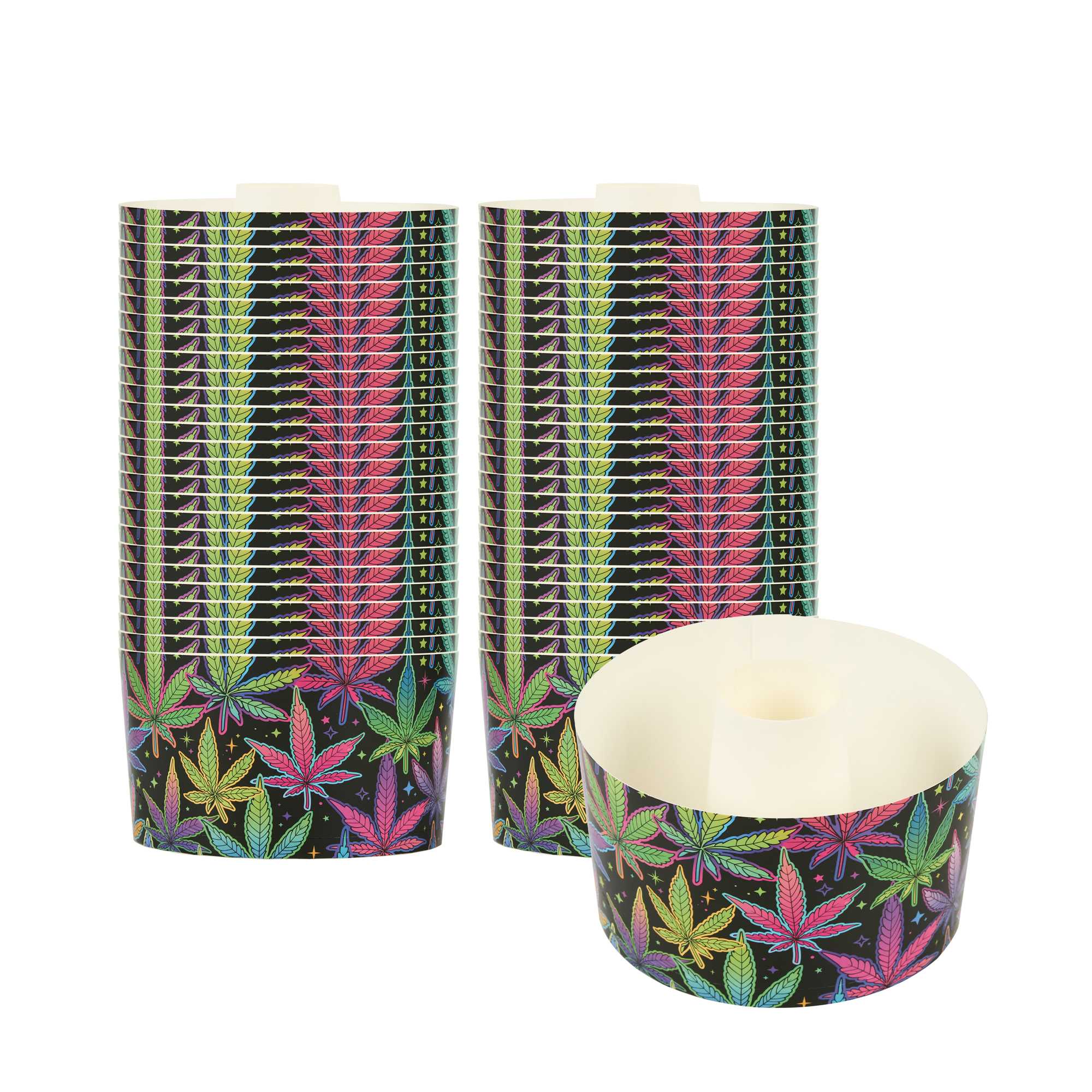 Panificio 22 oz Paper Baking Ring Mold - Trippy Leaf Print, Greaseproof - 4 1/2" x 4 1/2" x 2 3/4" - 100 count box