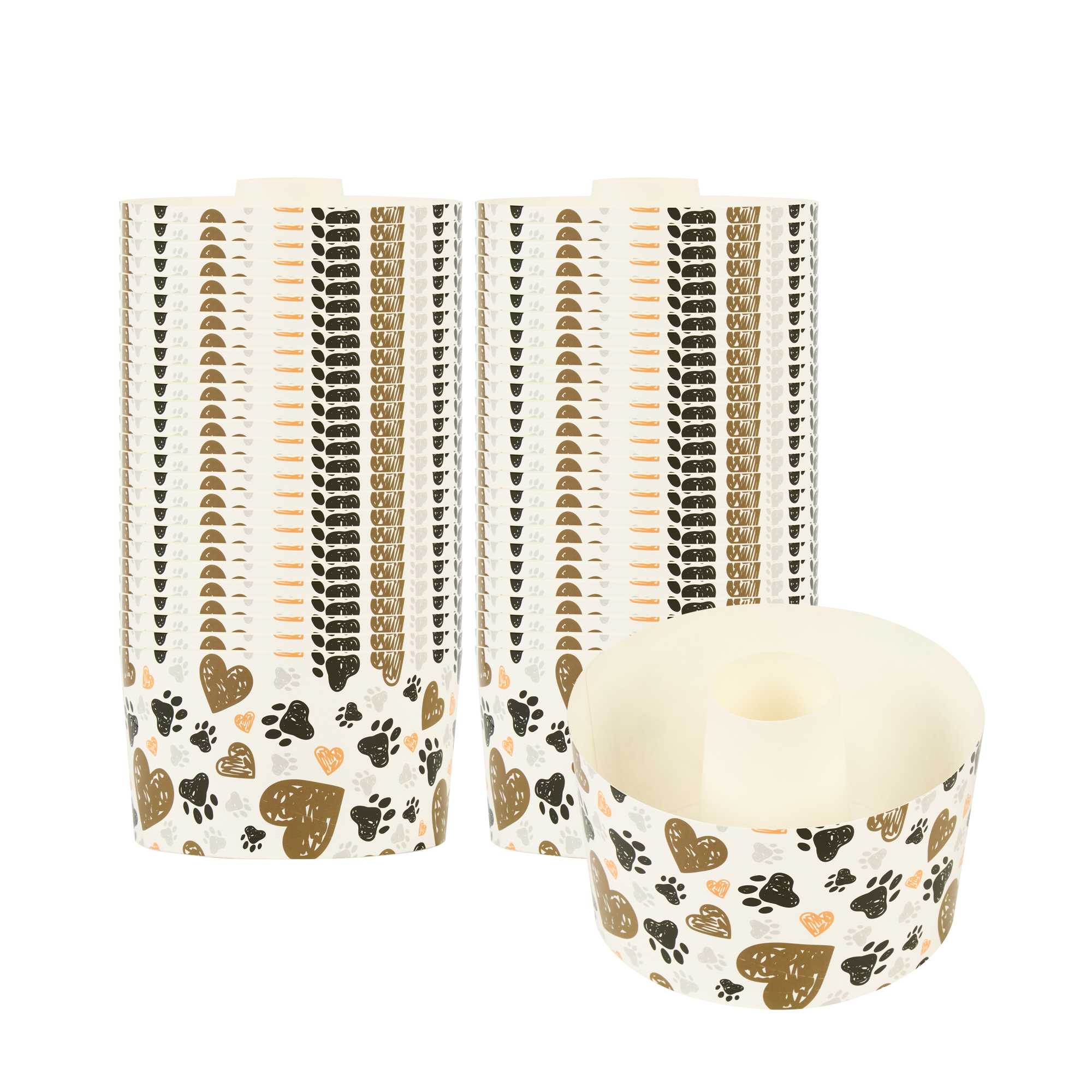 Panificio 22 oz Paper Baking Ring Mold - Paw Print, Greaseproof - 4 1/2" x 4 1/2" x 2 3/4" - 900 count box